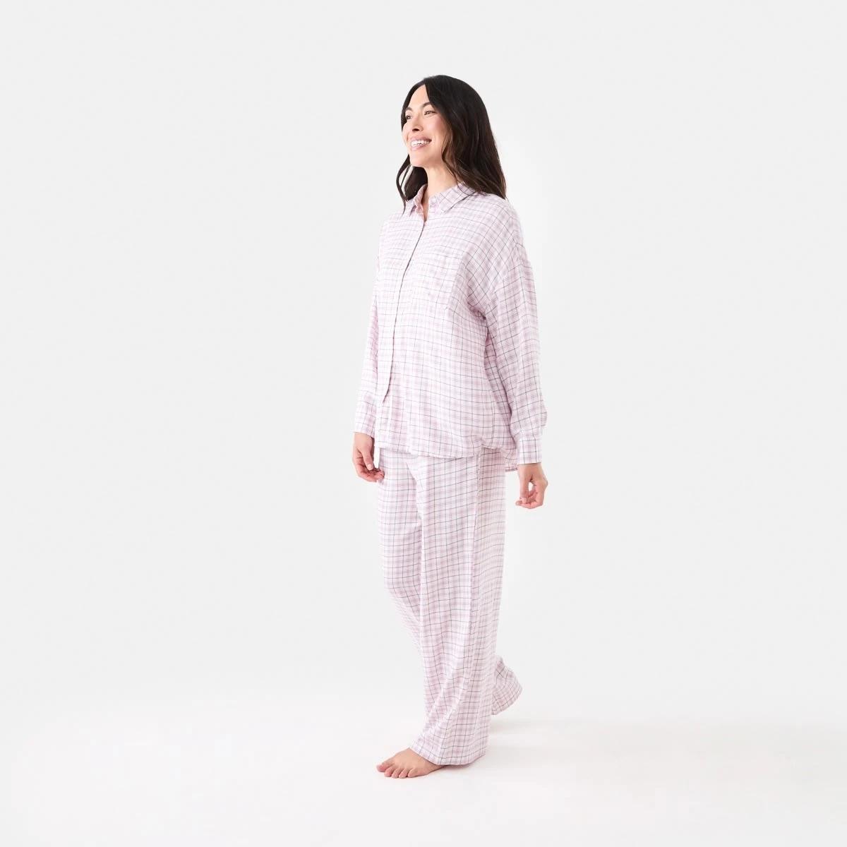 2 Relaxed Boyfriend Flannel Pyjama Set Pnk Wt Chk, 2 of 7