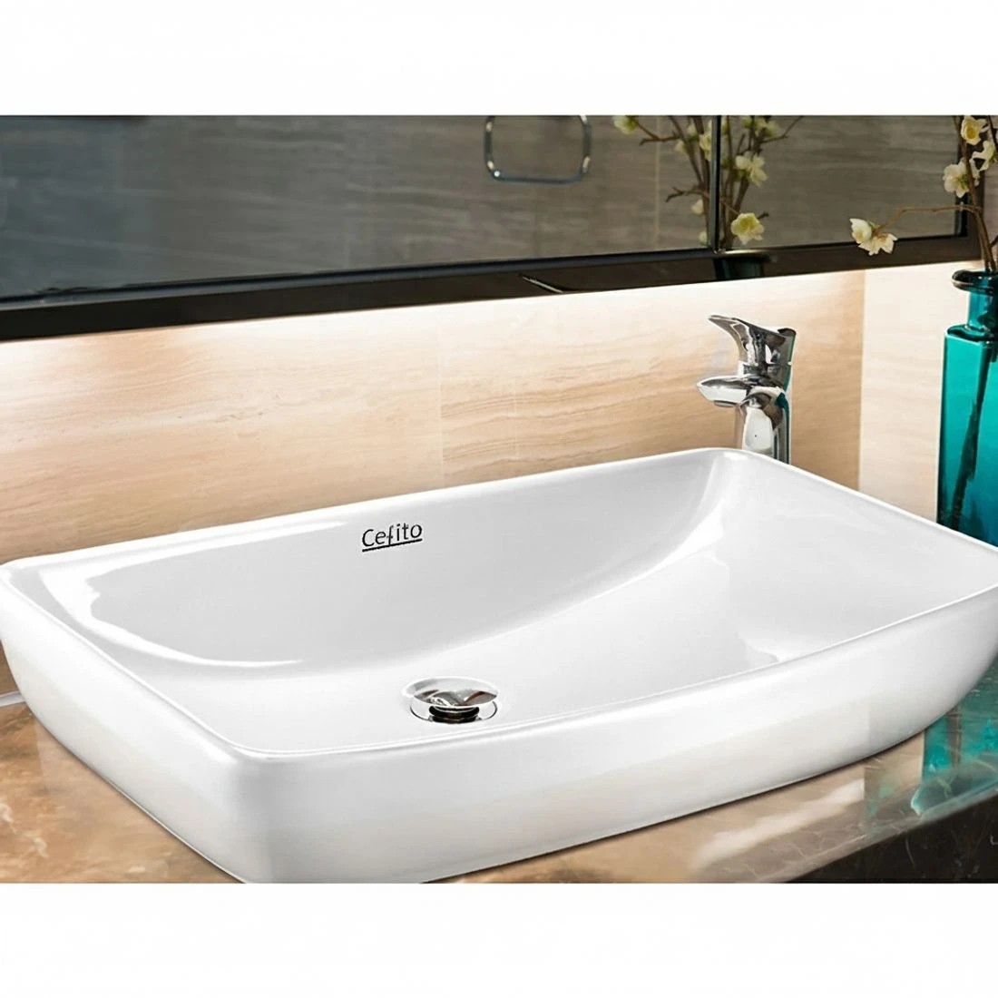 3 Cefito Bathroom Basin Ceramic Vanity Sink Hand Wash Bowl 60x38cm - White, 3 of 5