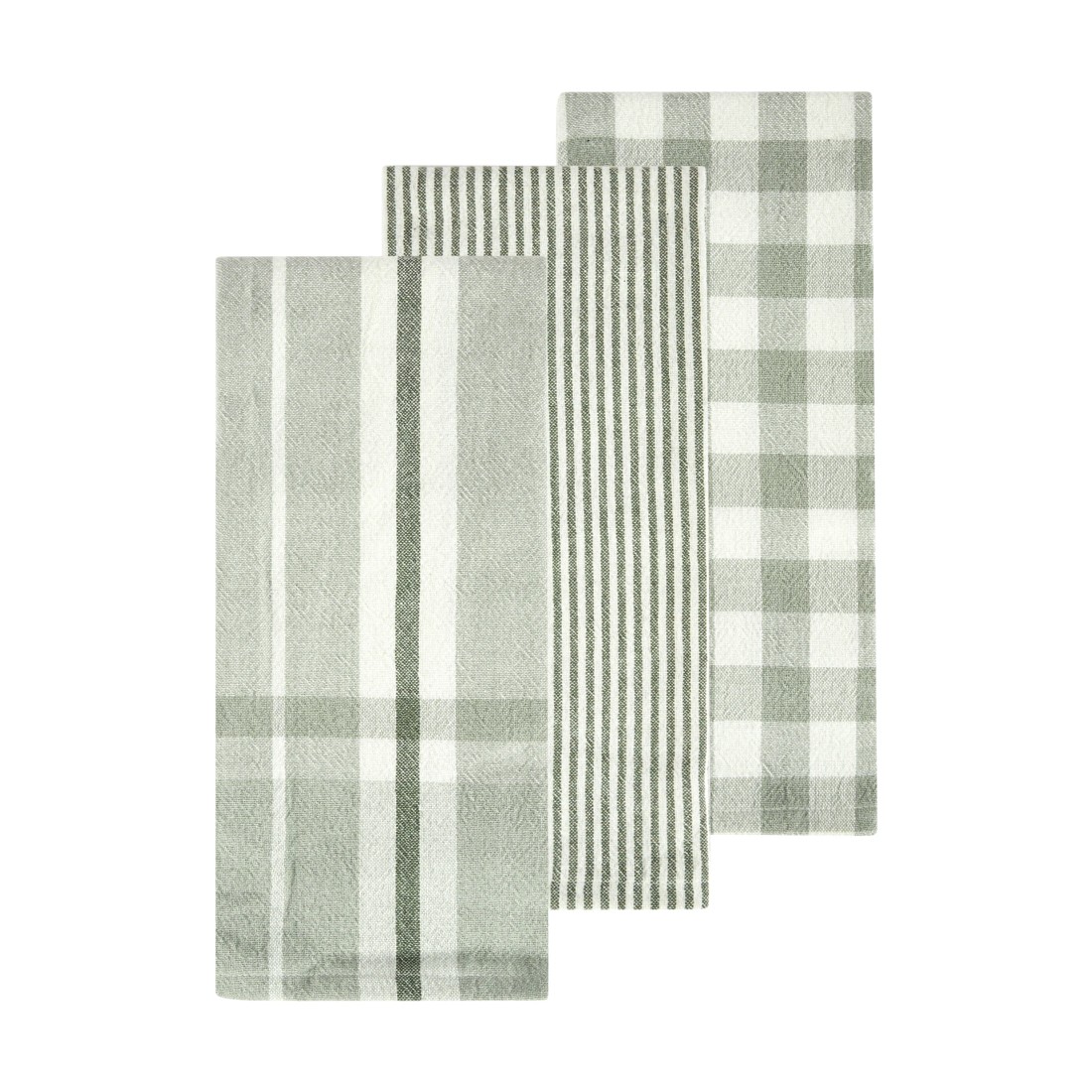 1 3 Pack Green Patterned Tea Towels, 1 of 6