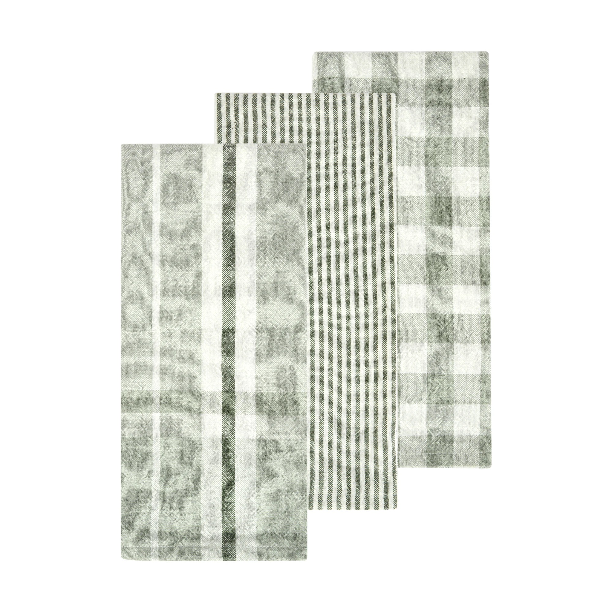 1 3 Pack Green Patterned Tea Towels, 1 of 6