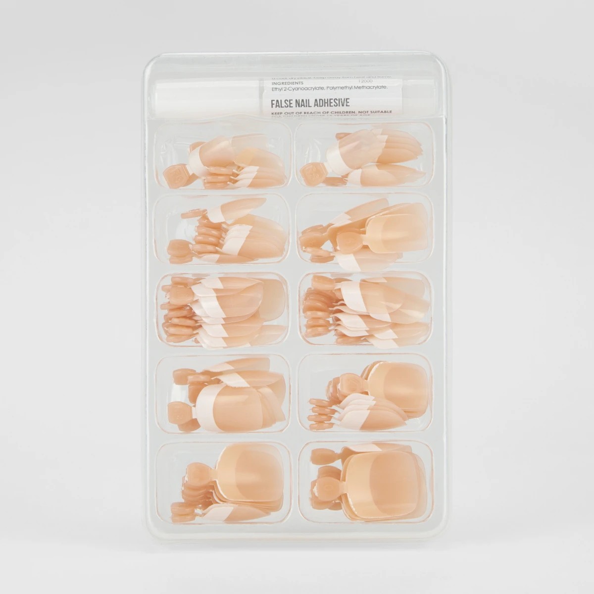 3 OXX Cosmetics 100 Pack False Nails with Adhesive - Squoval Shape, French Tip, 3 of 5