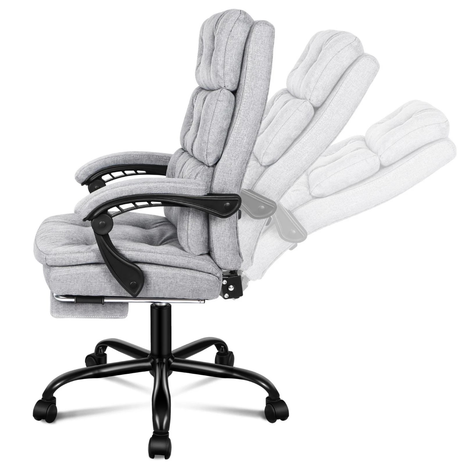 4 Alfordson Office Chair Executive Computer Fabric Work Seat Recliner Gaming - Grey, 4 of 10