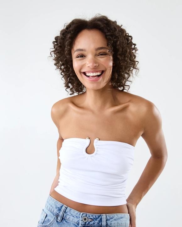 Sleeveless Trim Detail Tube Top