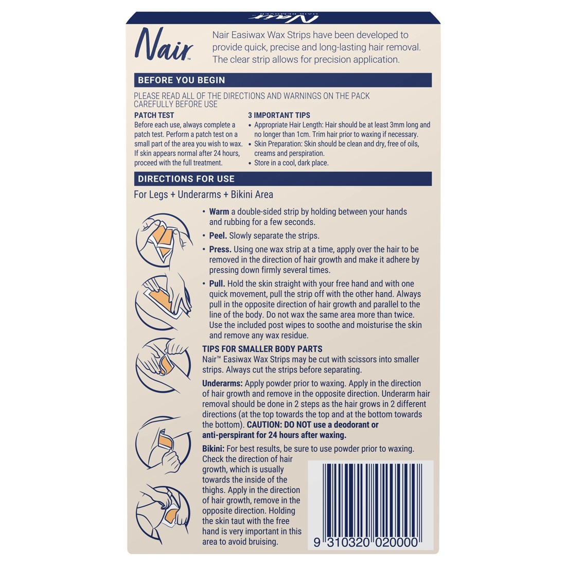 2 20 Pack Nair Easiwax Large Wax Strips, 2 of 10