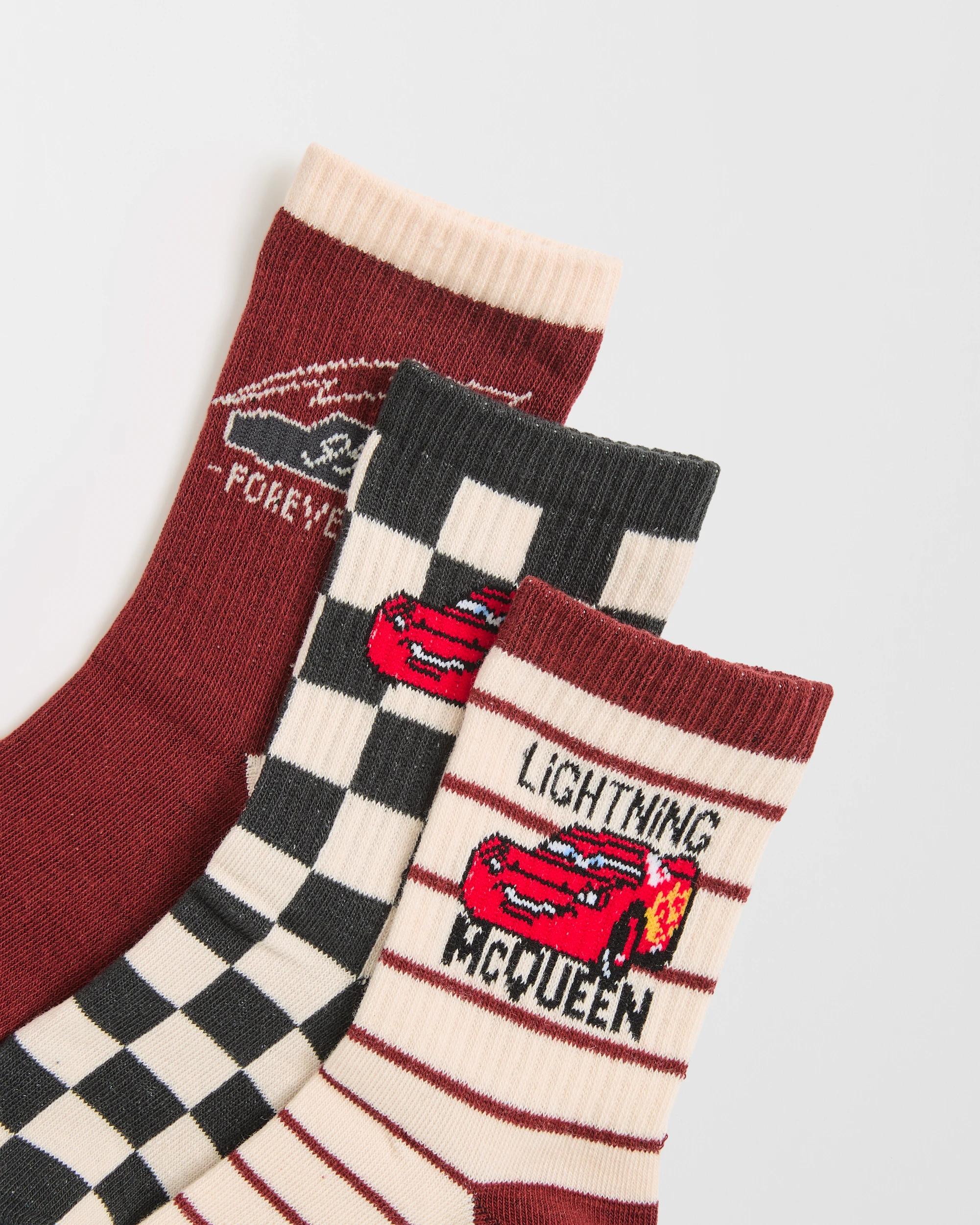 2 Licensed Disney Pixar Cars 3 Pack Younger Boys Crew Socks MULTI CARS, 2 of 3