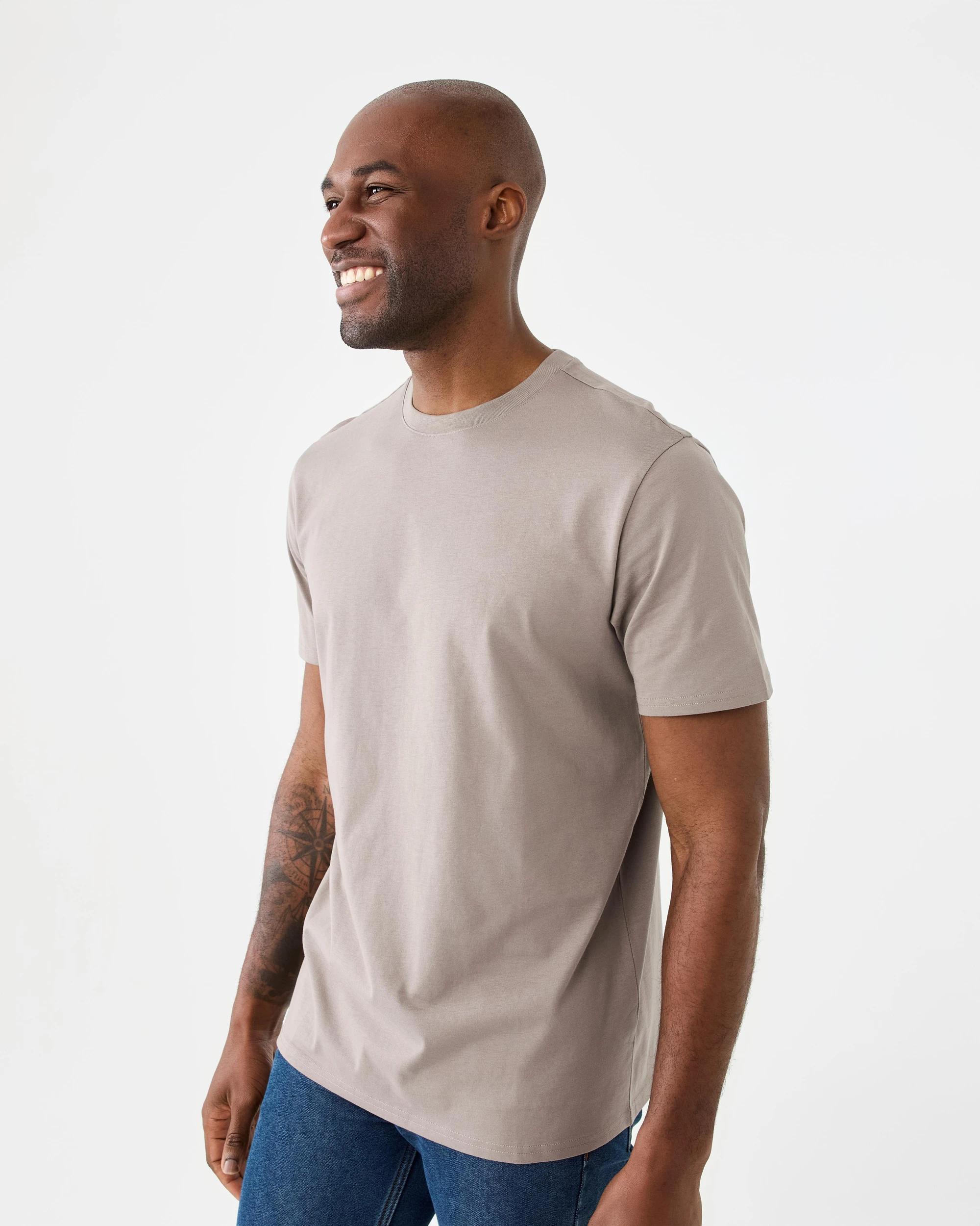 2 Cotton Crew Neck T-shirt Drift Brown, 2 of 5