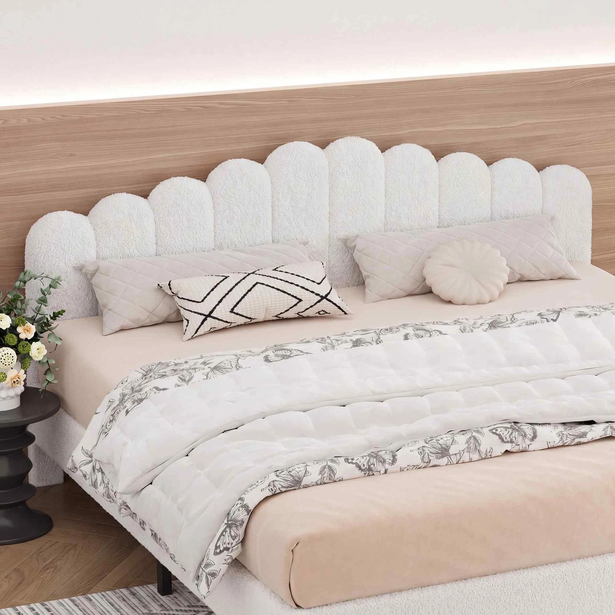 7 Alfordson Bed Frame King Size Boucle Mattress Base - White, 7 of 10