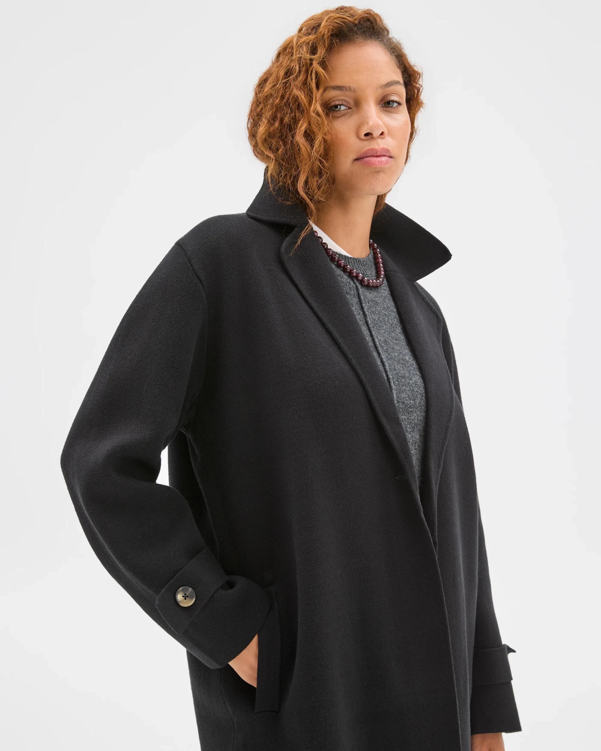 3 Target Woman Australian Cotton Blend Knitted Trench Jacket BLACK, 3 of 7