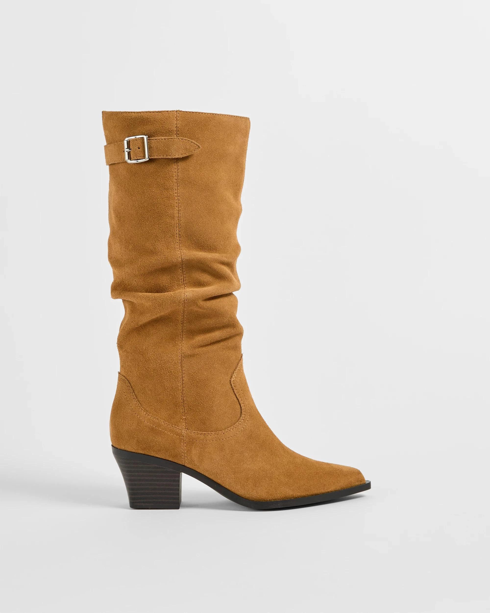 1 Target Woman Genuine Suede Leather Slouch Boot CHESTNUT SUEDE, 1 of 3