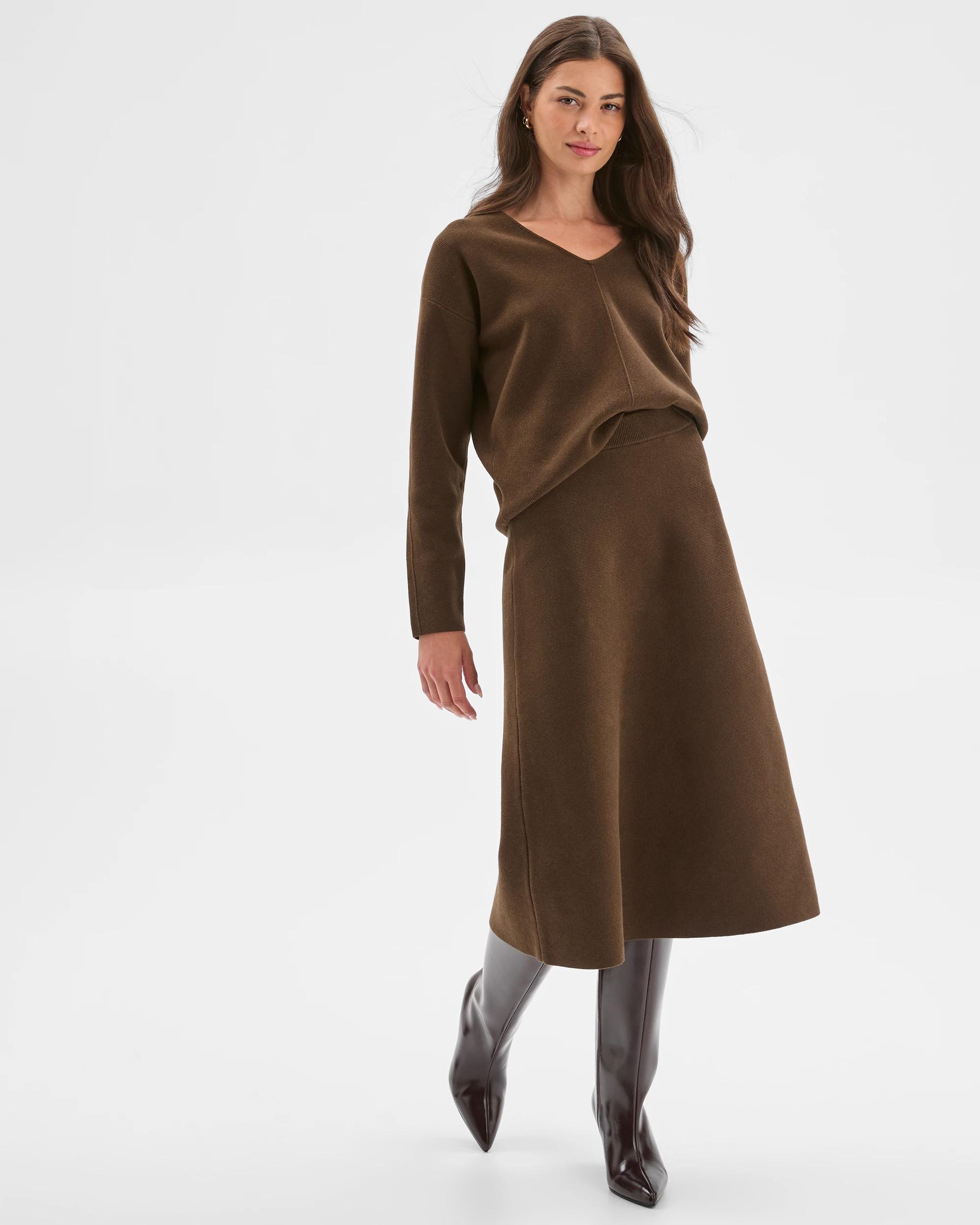 1 Target Petites Australian Cotton Blend Polished V-Neck Jumper OLIVE, 1 of 8