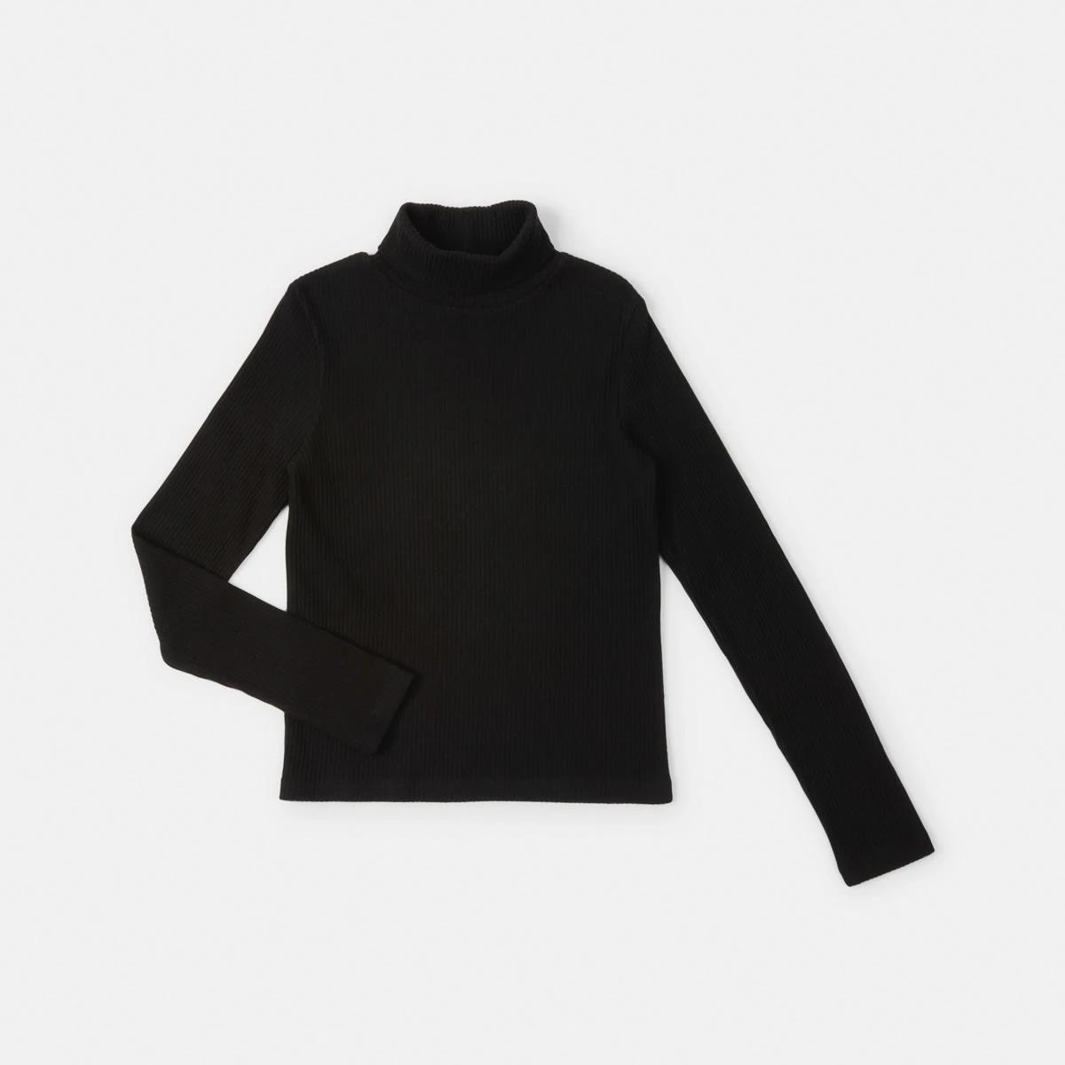 7 Long Sleeve Rib Skivvy Top Black, 7 of 8