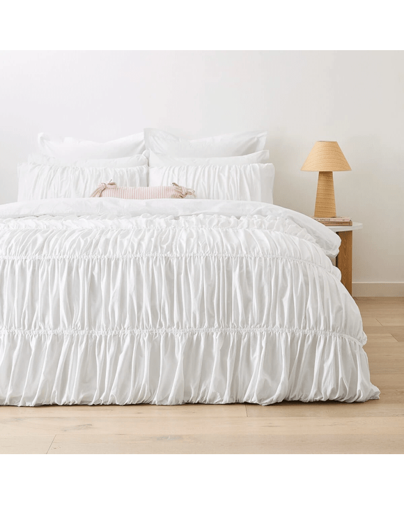 Arlo Cotton Quilt Cover Set - King Bed, White
