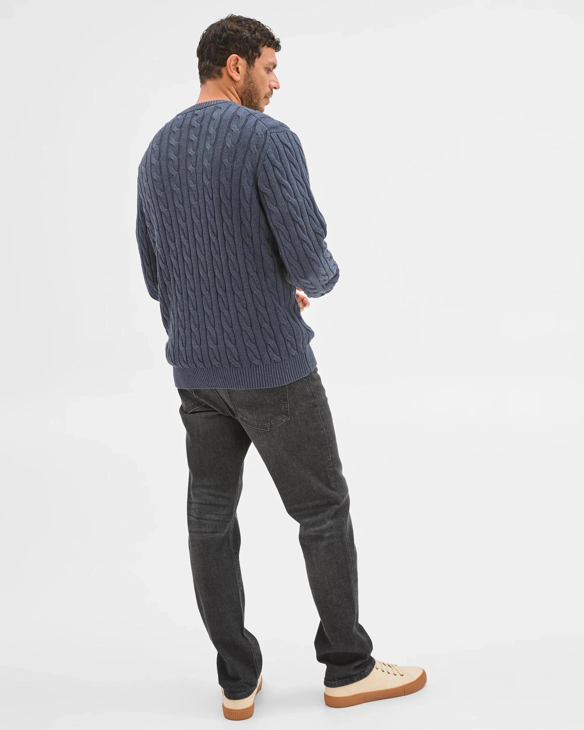 6 Target Man Australian Cotton Midweight Cable Knit Sweater NAVY MARLE, 6 of 6