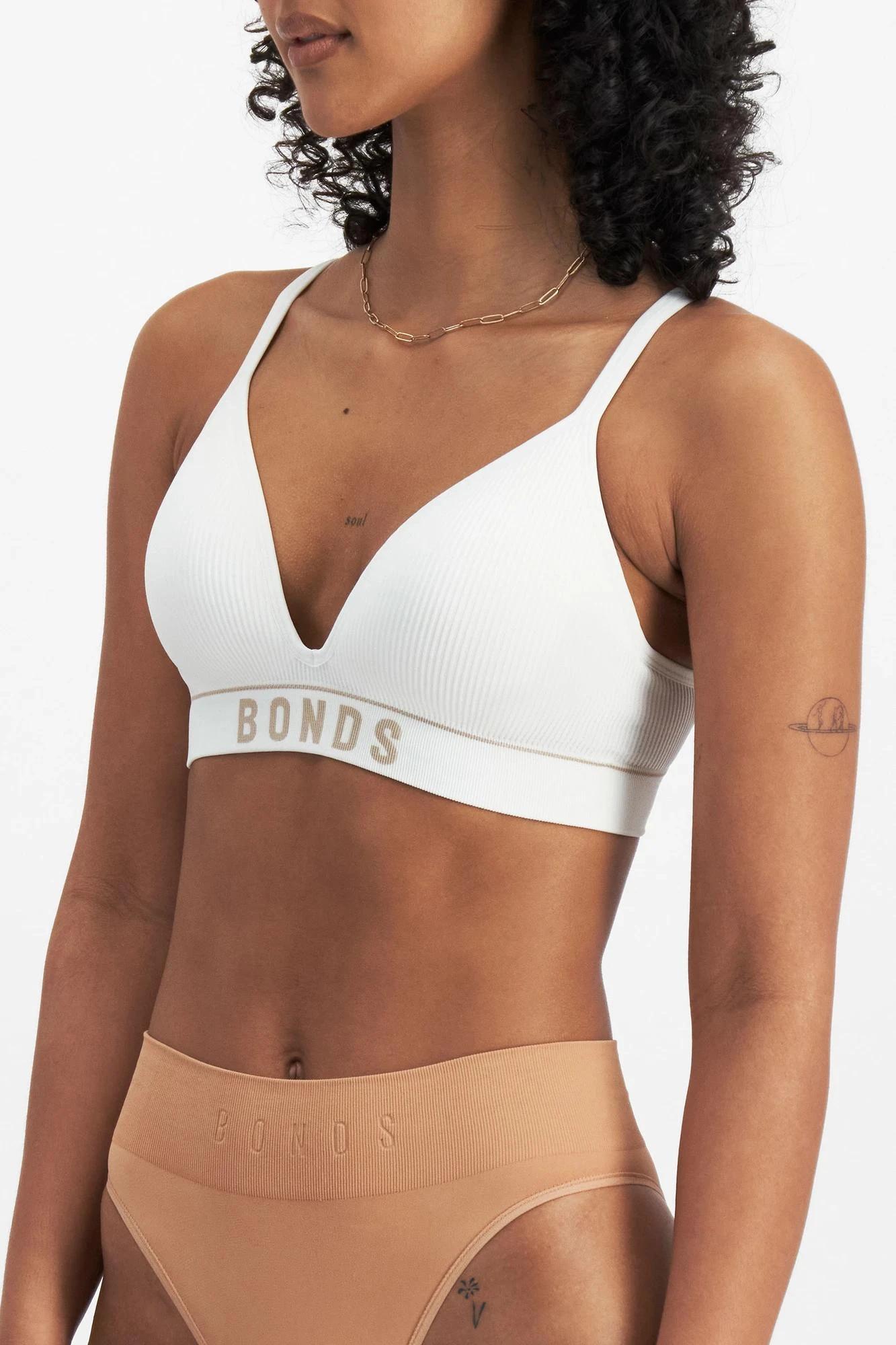 2 Womens Retro Rib T-Shirt Crop Bra - Bonds WHITE/BLUSH, 2 of 8