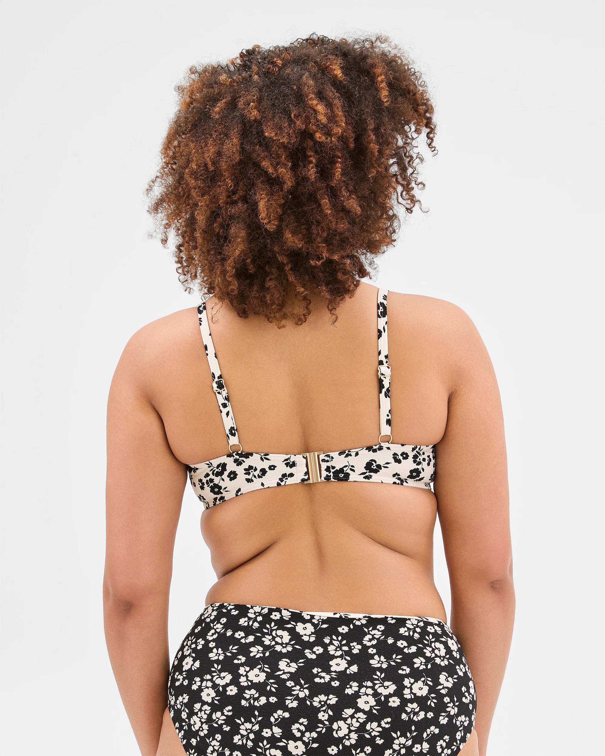 4 Target Resort Textured Underwire Half Cup Bikini Top BLACK AND WHITE DAISY, 4 of 10