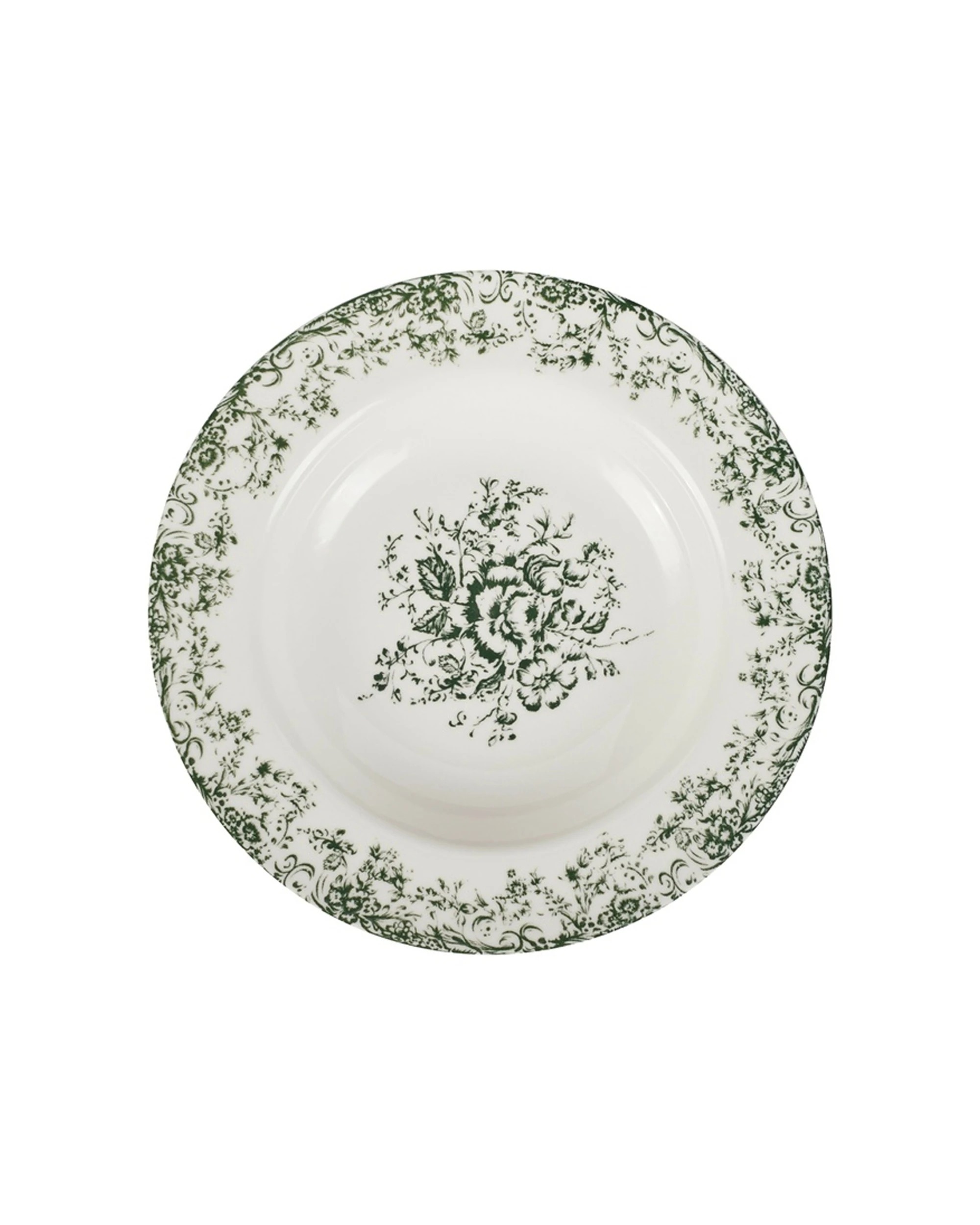 2 Casa Domani Porcelain Rosetta Rim Soup Bowl 23x3.5cm Antique - Green, 2 of 3