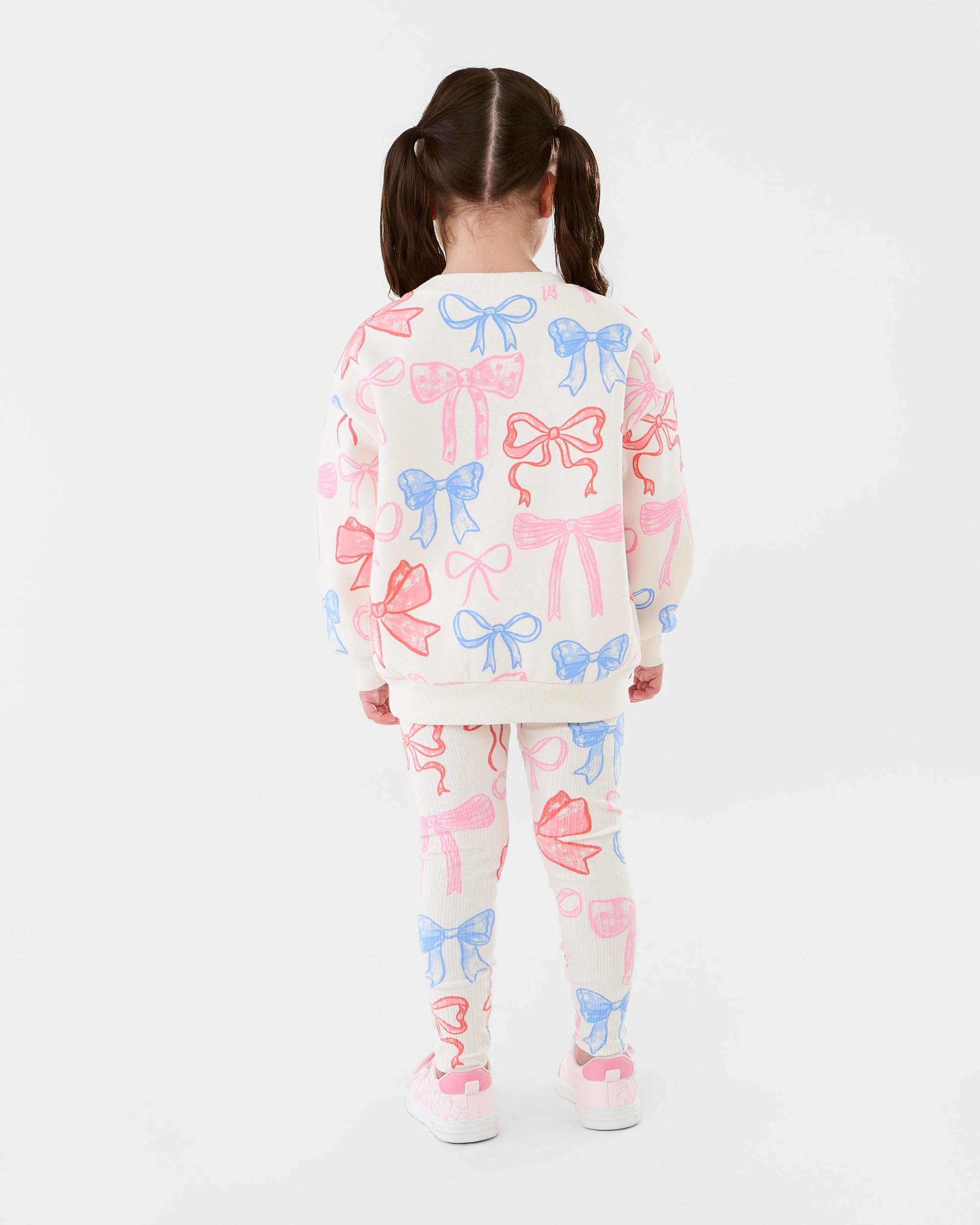 6 Crew Neck Top and Leggings Set Wht Bows, 6 of 7