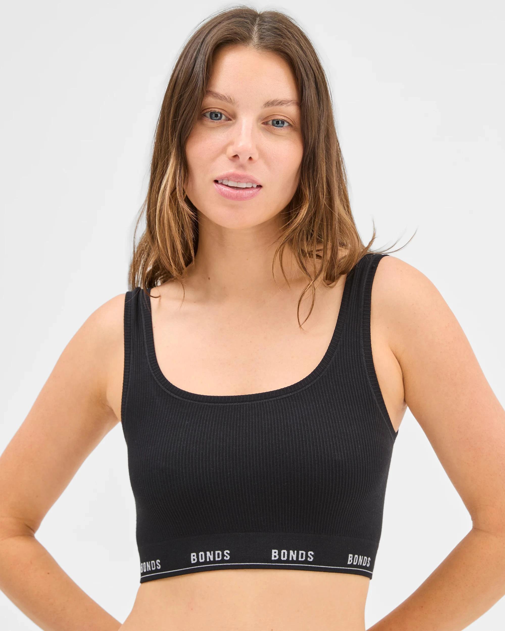 1 Womens Originals Bamboo Seamless Rib Crop Top - Bonds BLACK, 1 of 3