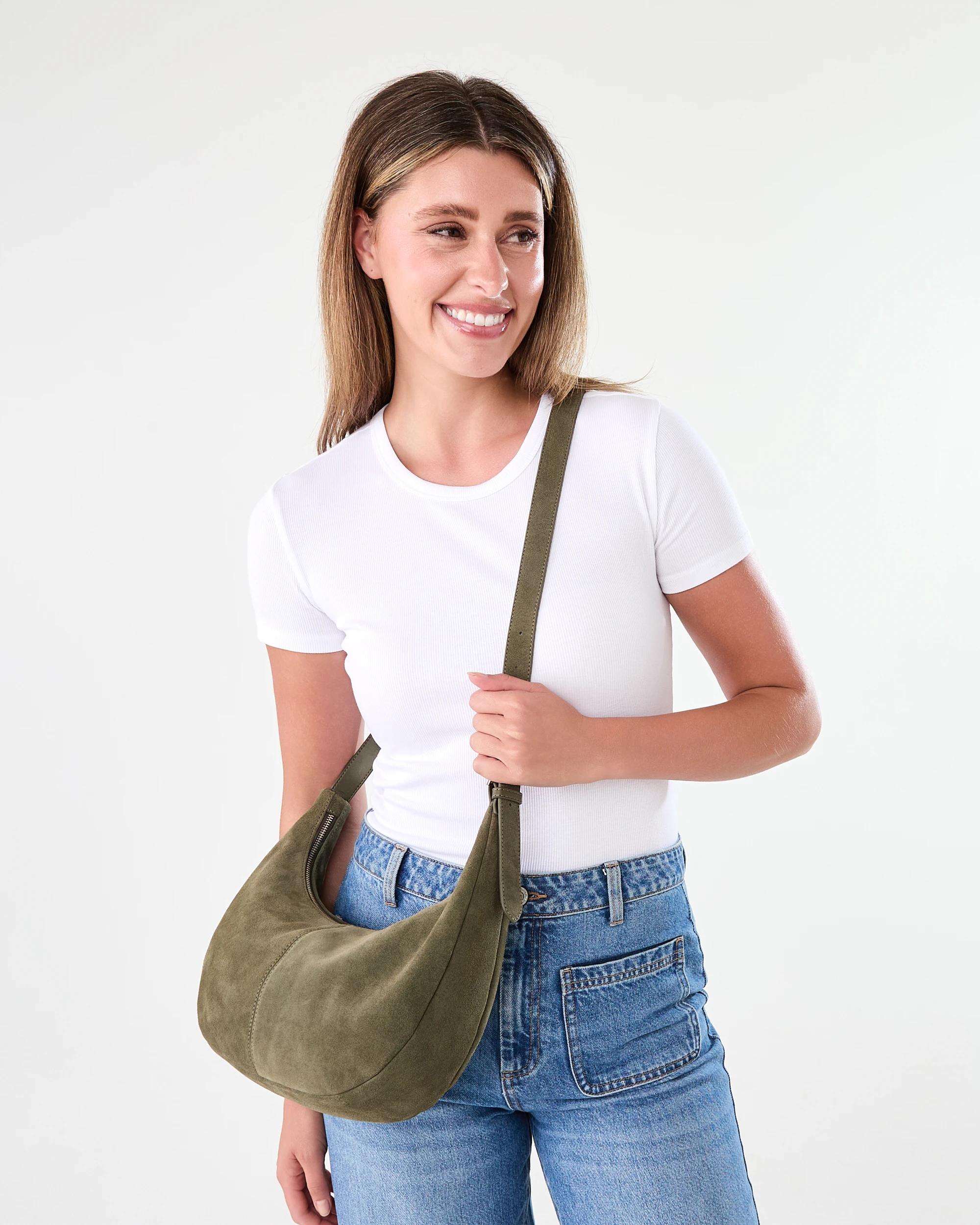 6 Leather Crossbody Bag Deep Sage, 6 of 7