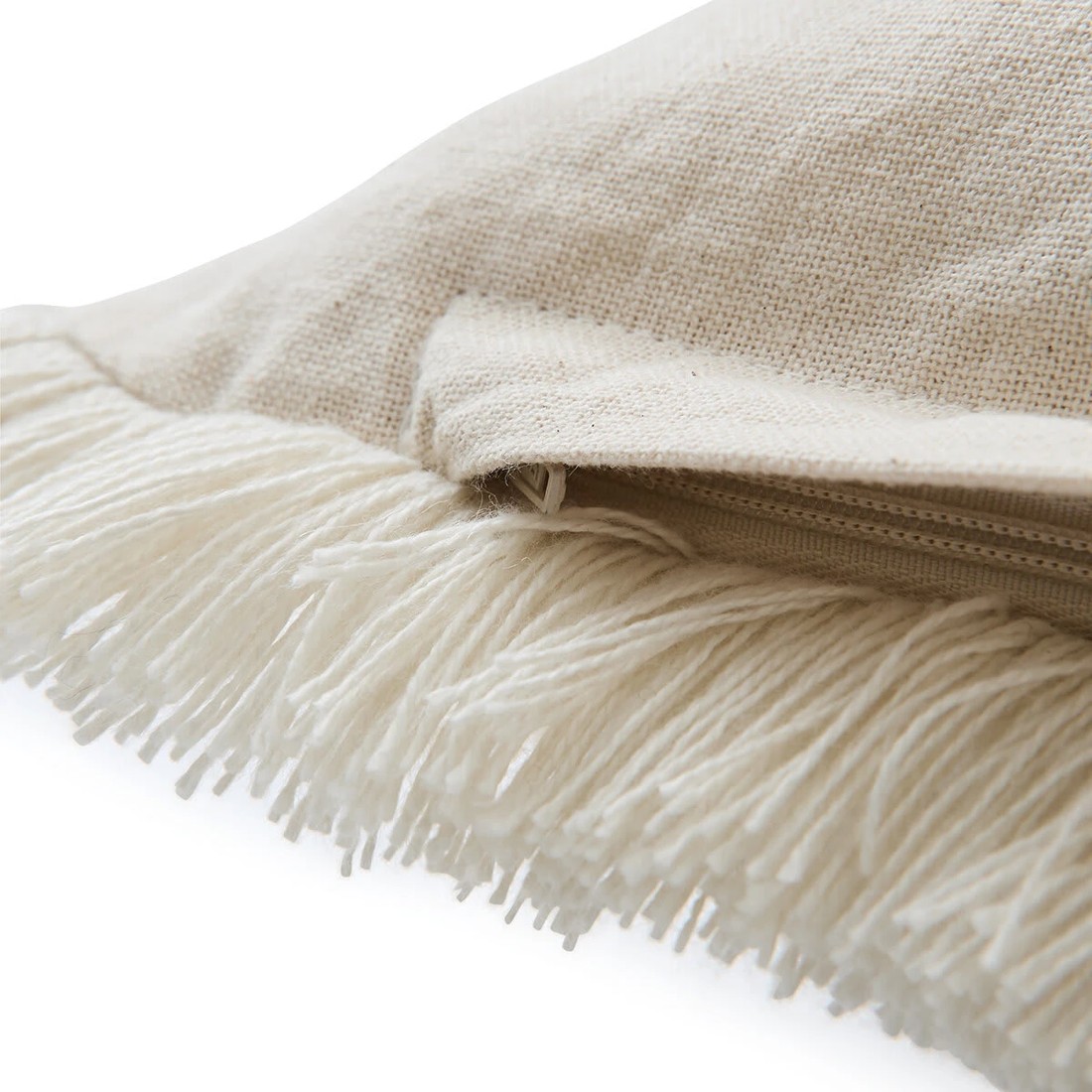 7 50cm Fringed Cushion Cover - Beige, 7 of 9