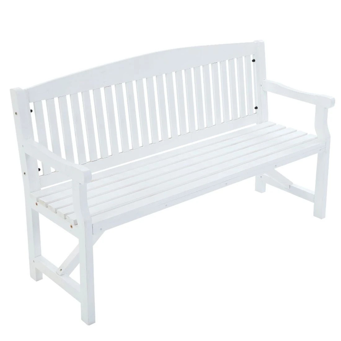 1 Gardeon 5ft Wooden Garden Bench Three Seat Chair Weather Resistant Fir Wood Sturdy Durable Classic Patio Seating - white, 1 of 7