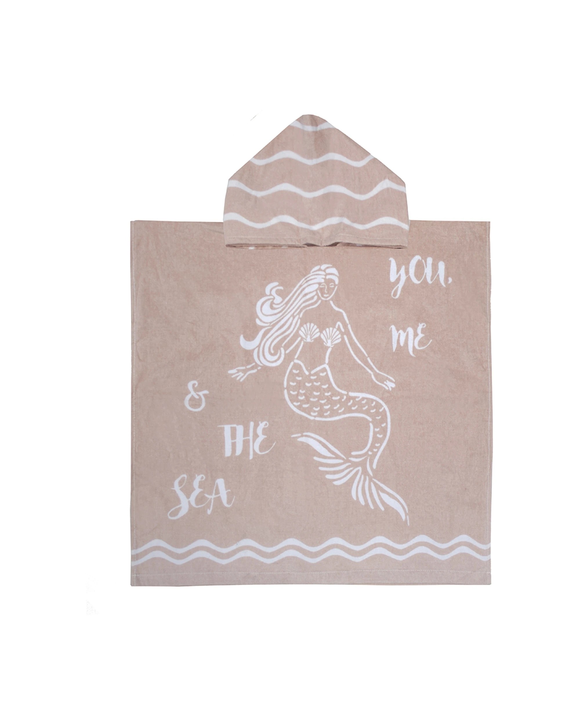 1 BAMBURY Poncho Pal You Me And The Sea UPF 50 Sun Protection Cotton Hooded Towel Set - Beige, 1 of 1