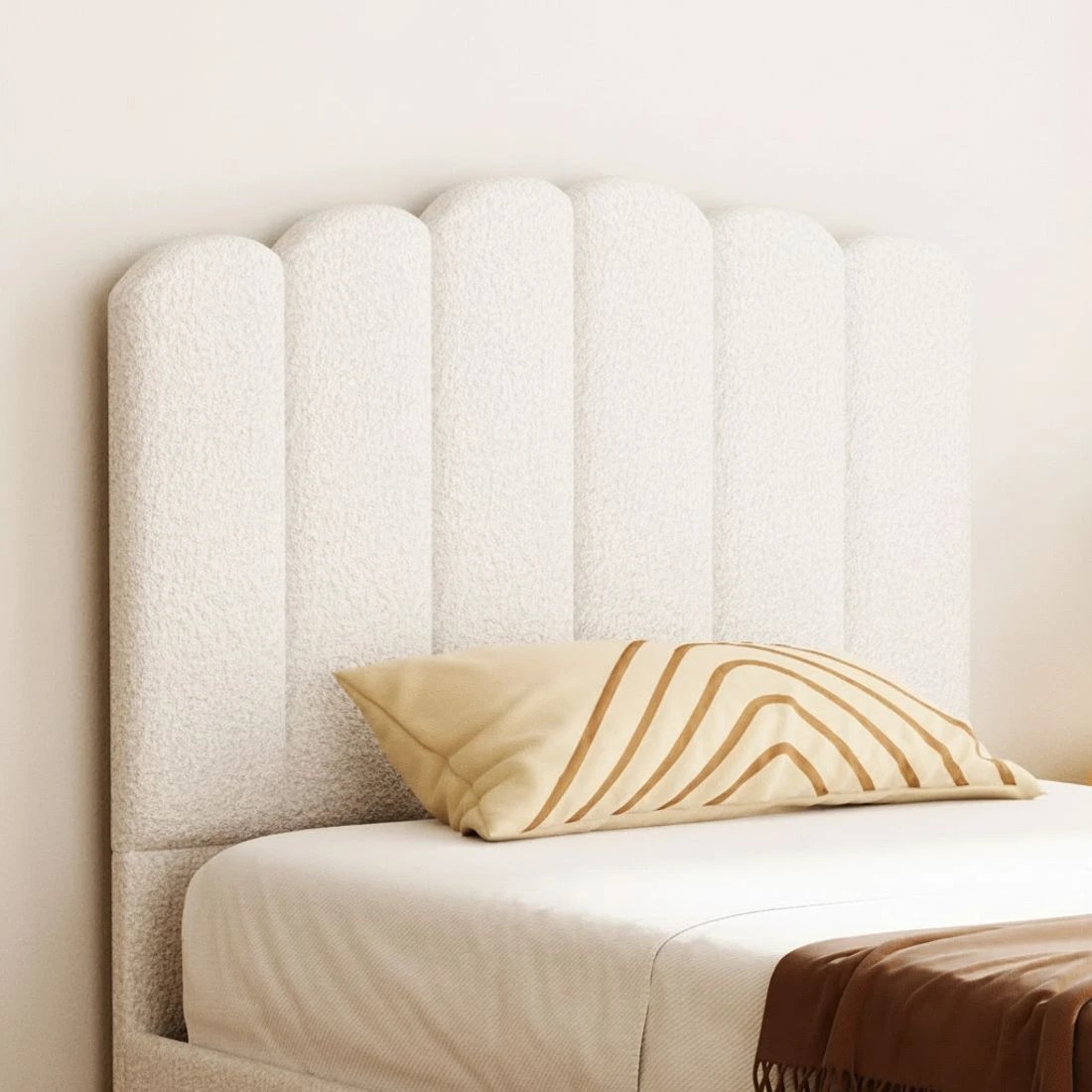 5 Artiss Bed Frame King Single Size Boucle - White, 5 of 5