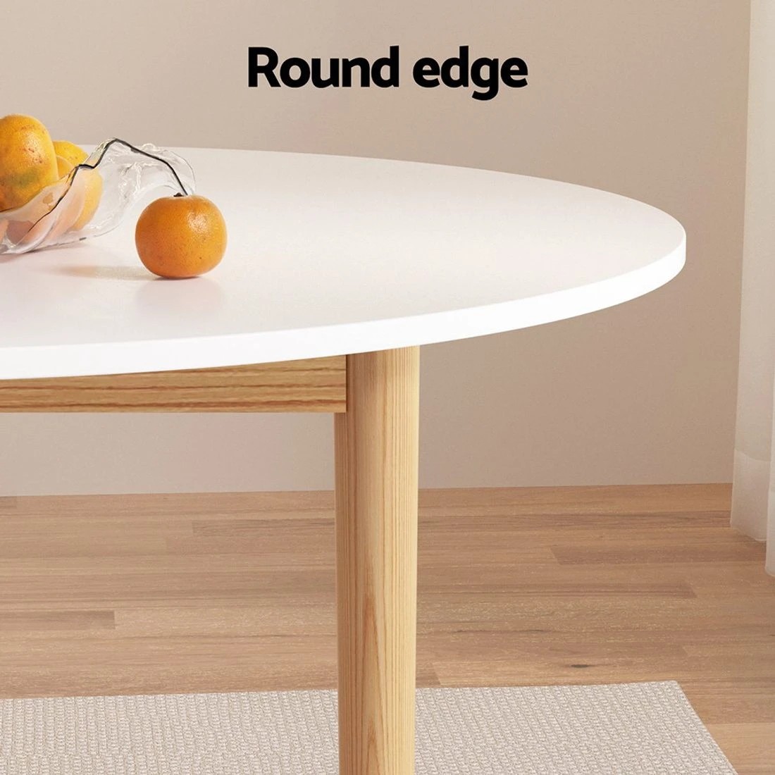 6 Artiss Dining Table Round  108CM Diameter Demi - White, 6 of 7