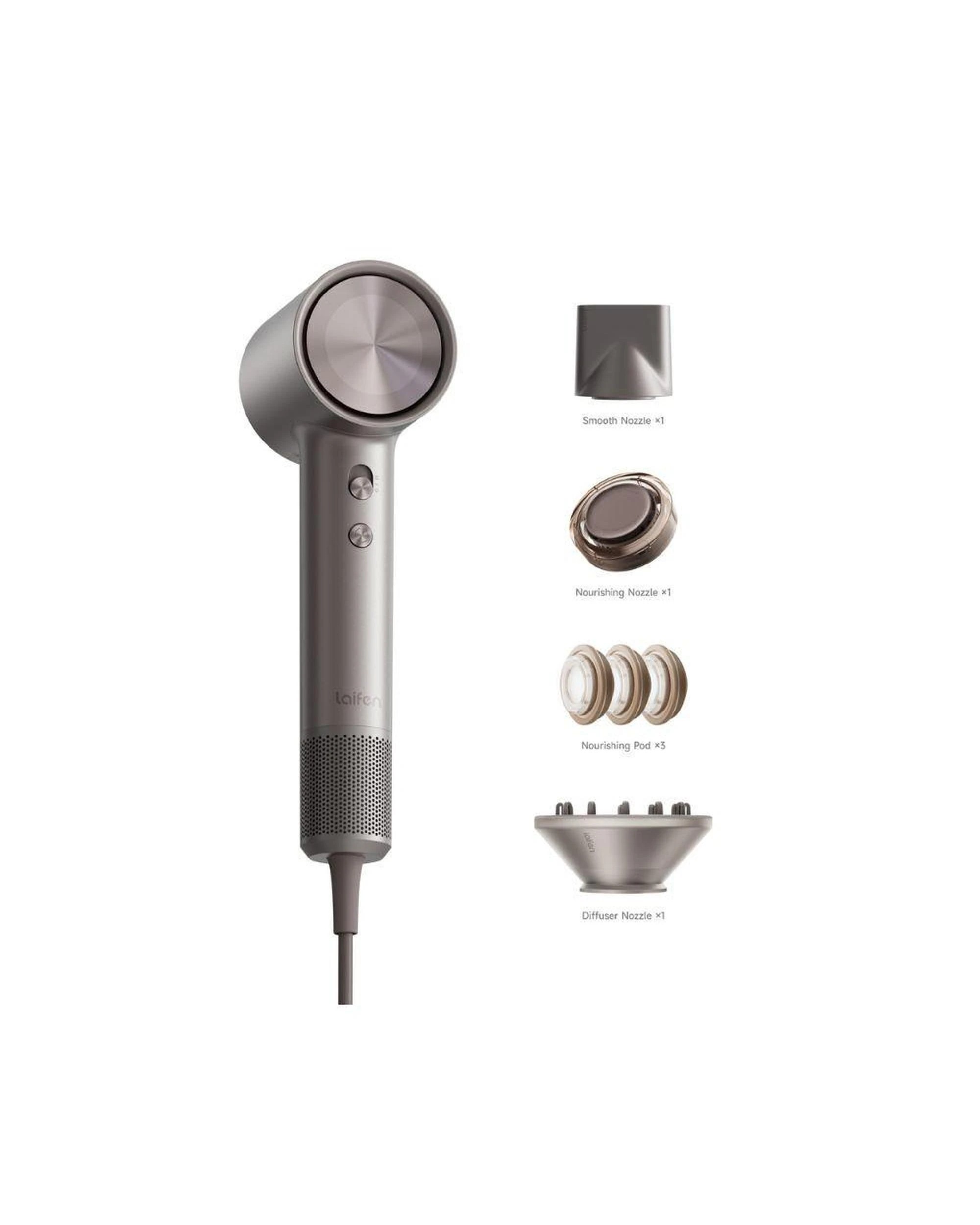 2 Laifen Swift 4 High Speed Hair Dryer with Nozzles and Nourishing Pods Polished Titanium, 2 of 3