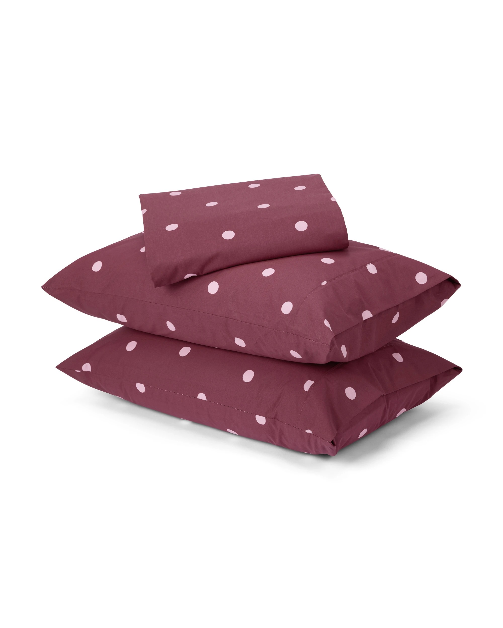 1 250 Thread Count Polka Dot Cotton Sheet Set - Queen Bed, Fig and Pink, 1 of 5