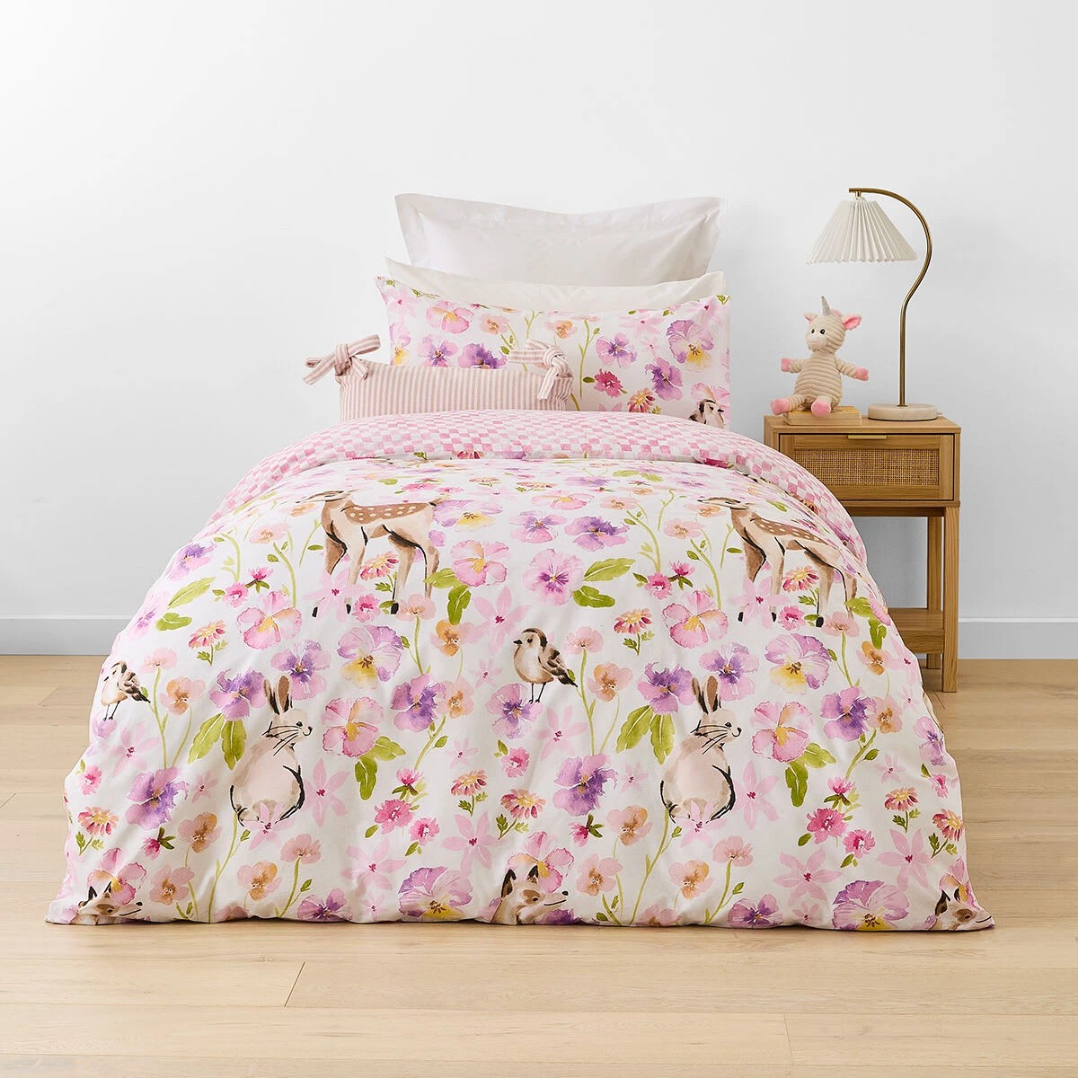 1 Fawn Cotton Rich Reversible Quilt Cover Set - Single Bed, 1 of 7