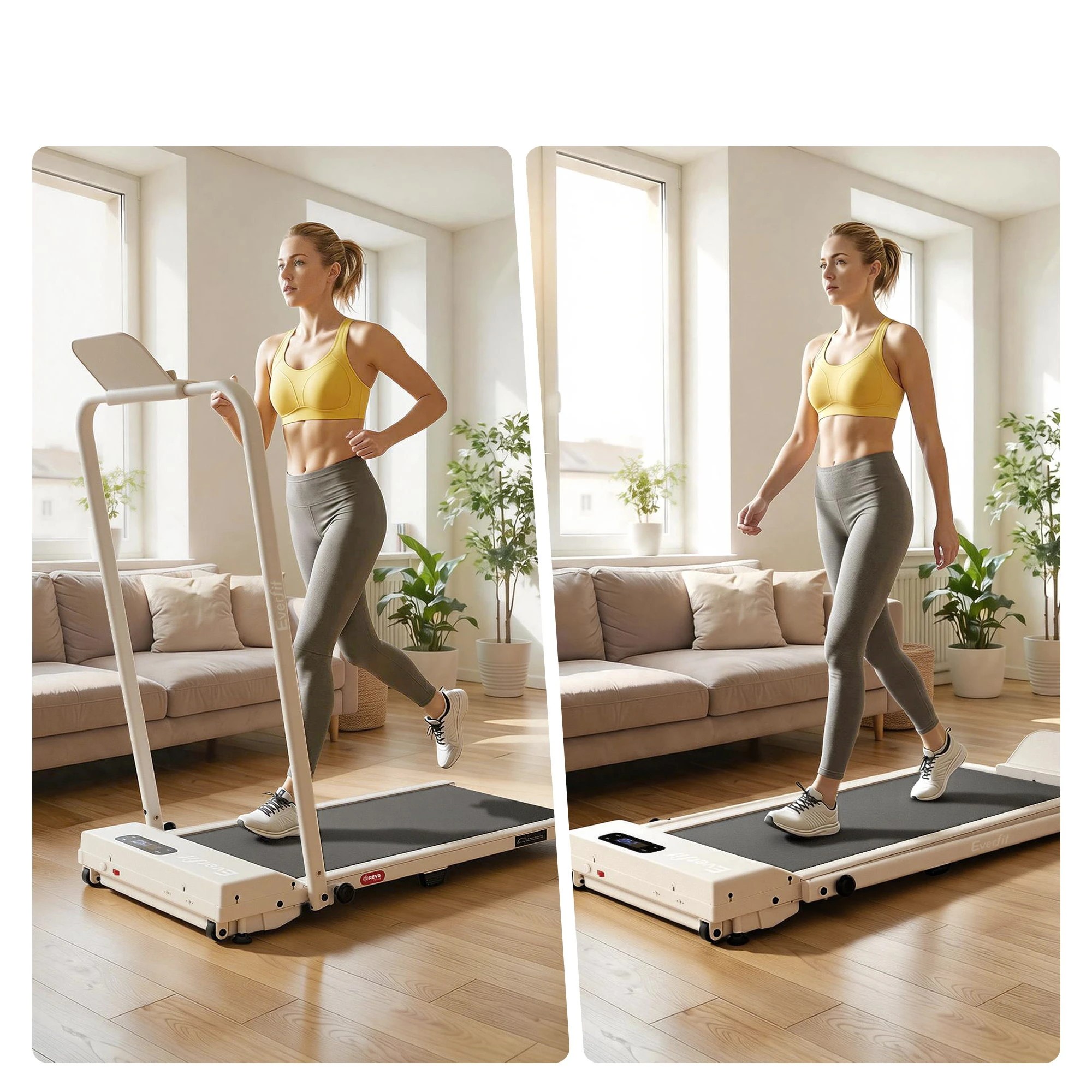 4 Everfit 3 in 1 Walking Pad Treadmill 12% Incline Under Desk Foldable for Home - Beige, 4 of 10