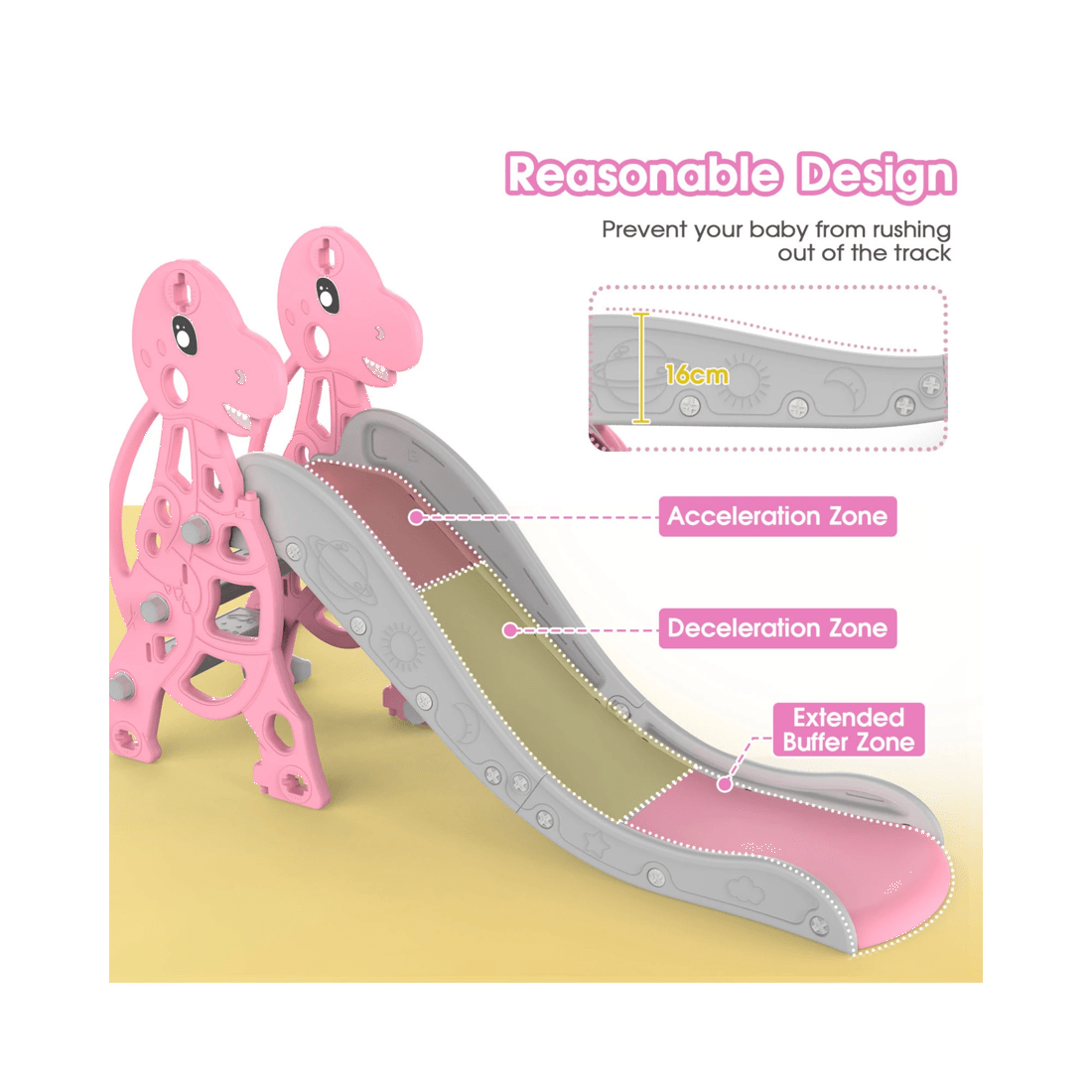 7 Advwin 4-in-1 Kids Slide Swing Set with Basketball Hoop Pink, 7 of 8