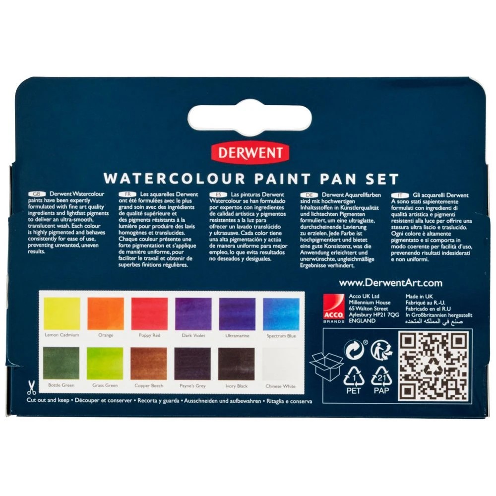 6 Derwent Watercolour Paint Pan 12 Pack, 6 of 6