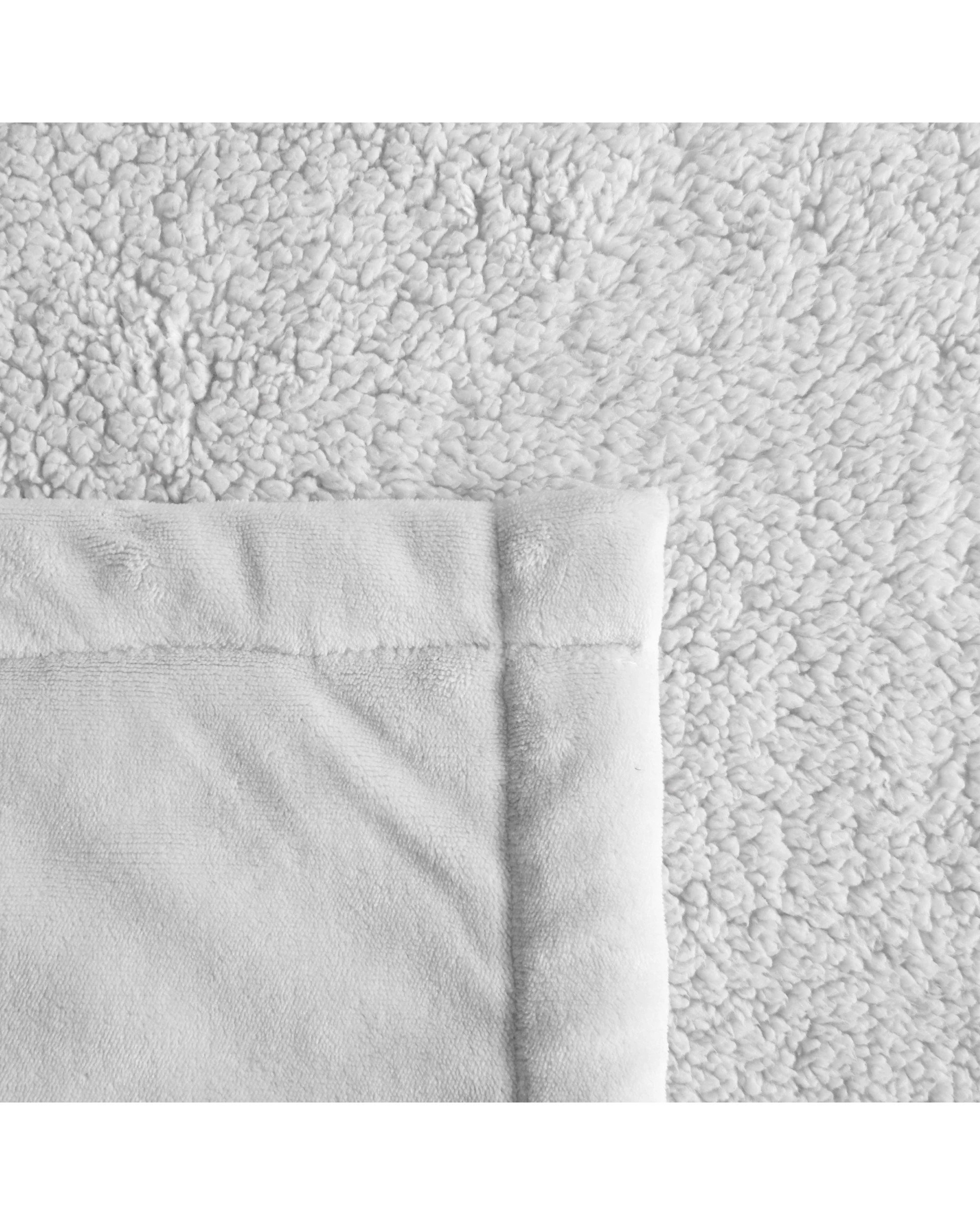 5 Serene Hudson Fleece and Sherpa Reverse Blanket 240x250cm (Queen/King Bed) - Grey, 5 of 6