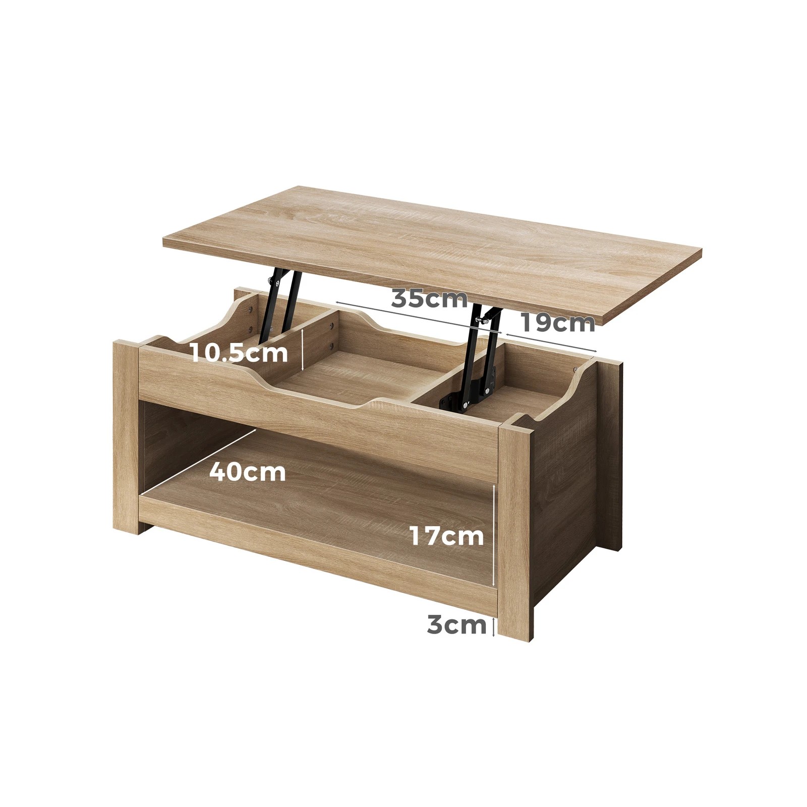 8 Alfordson Coffee Table Lift Up Top Laptop Desk Hidden Storage Shelf - Oak, 8 of 10