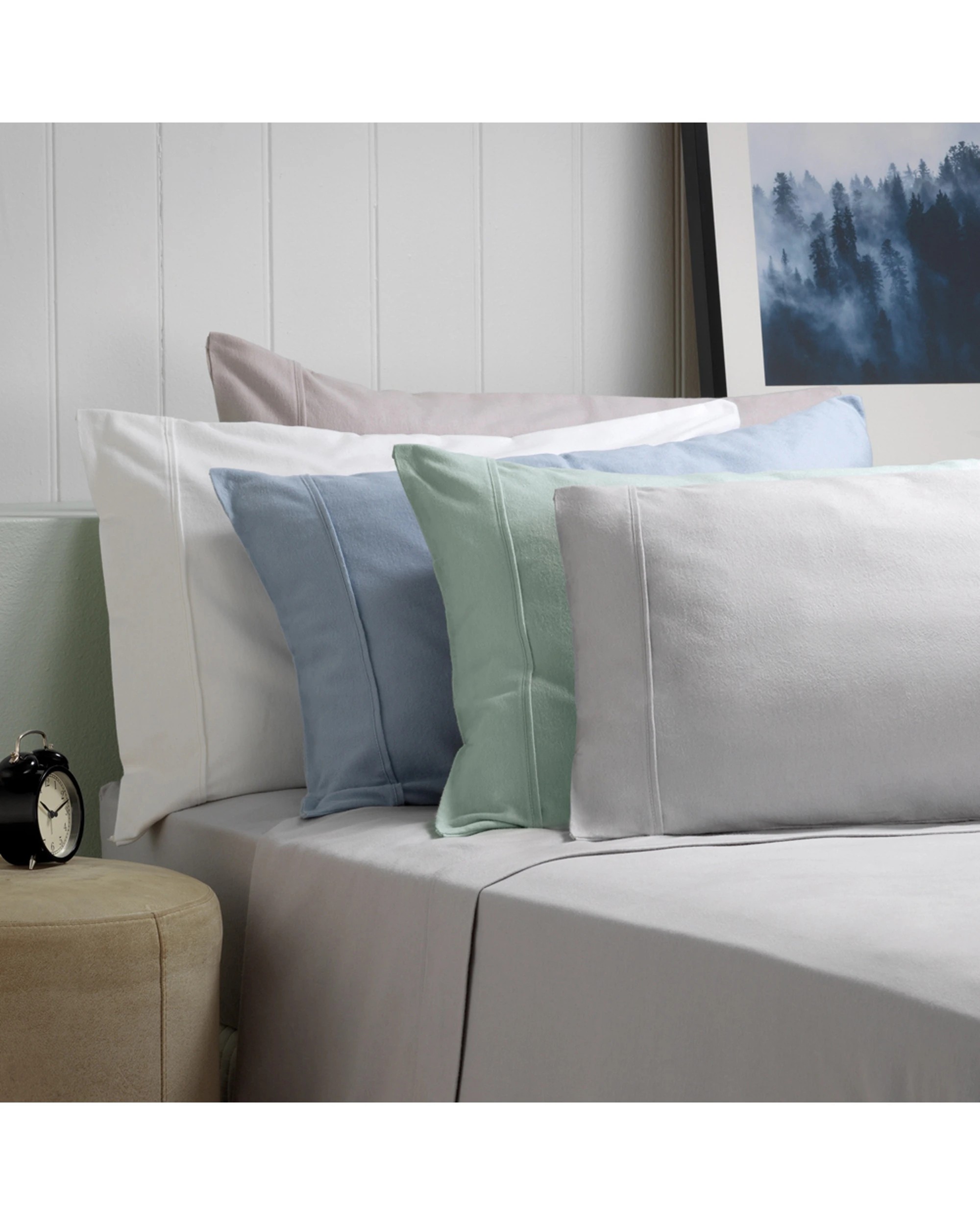 2 Bianca Fletcher Cotton  Flannelette Sheet Set Home Bedding - King Single Bed - Green, 2 of 2