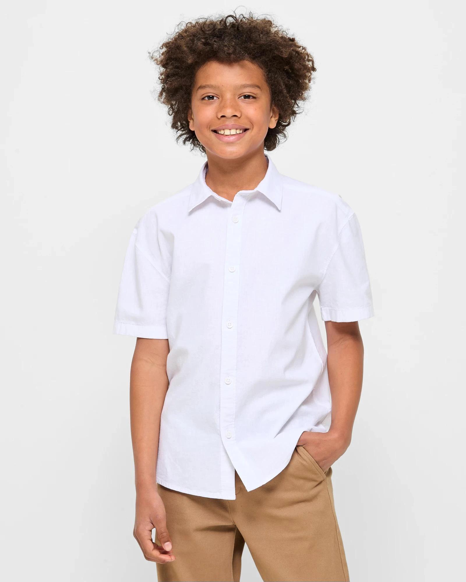 1 Target Linen Blend Short Sleeve Shirt WHITE, 1 of 3