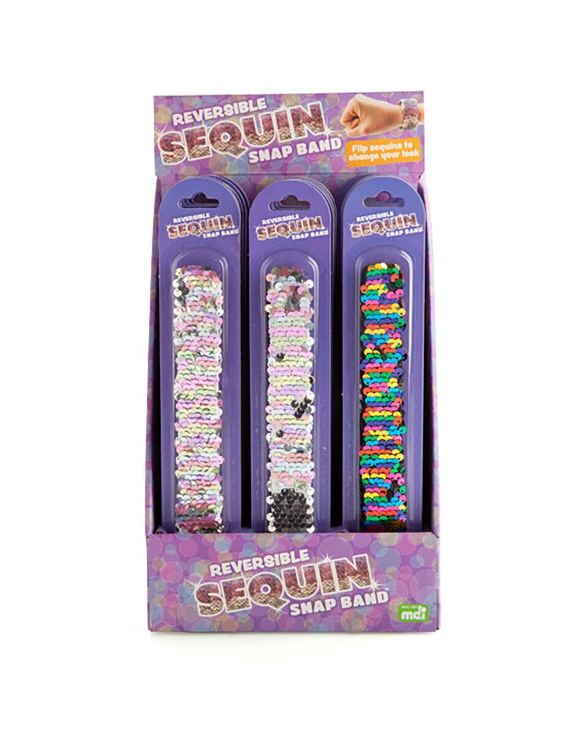 7 MDI 8PK Kid's Reversible Sequin Snap Wrist Band Bracelet - Assorted, 7 of 8