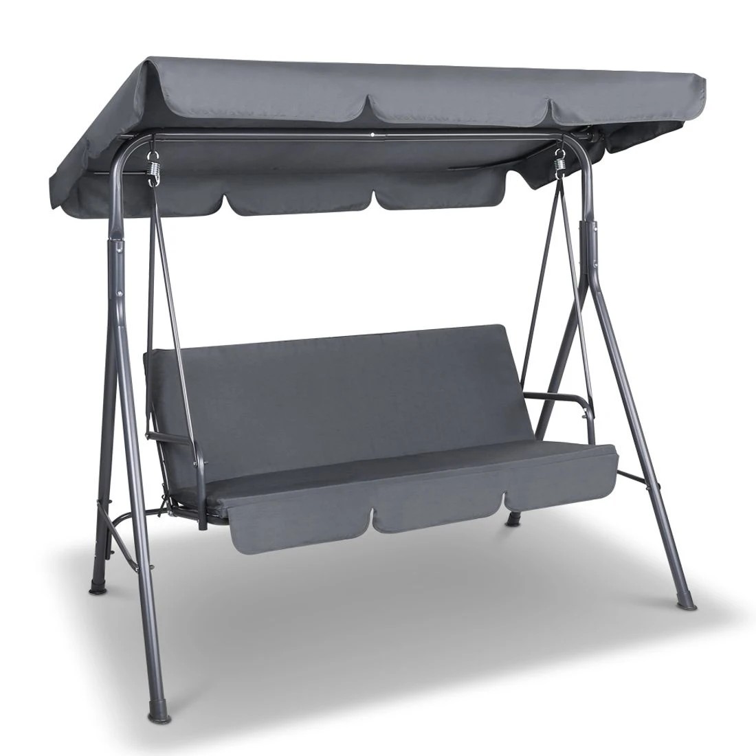 2 Gardeon Outdoor Swing Chair Garden Bench Furniture Canopy 3 Seater - Grey, 2 of 6