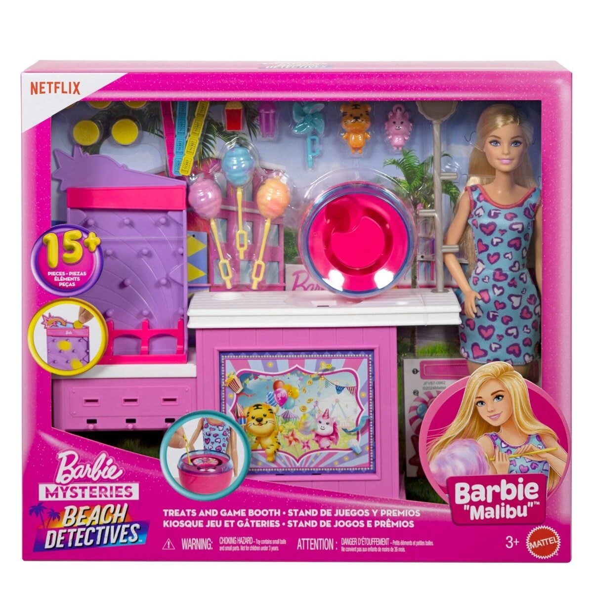 1 Barbie Mysteries: Beach Detectives Barbie 'Malibu' Treats and Game Booth Playset, 1 of 5