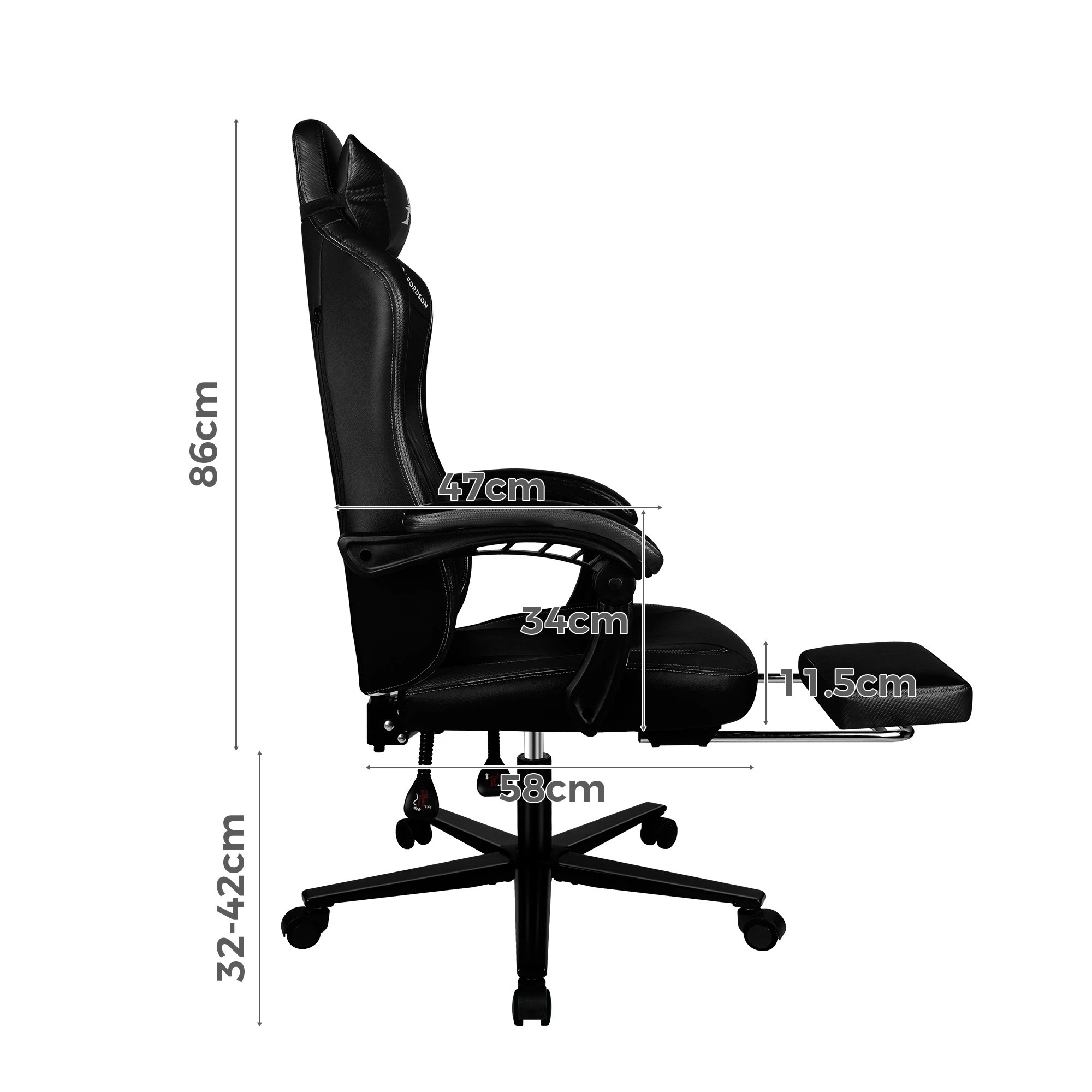 3 Alfordson Gaming Office Chair Ergonomic Computer Footrest Leather - Black, 3 of 9