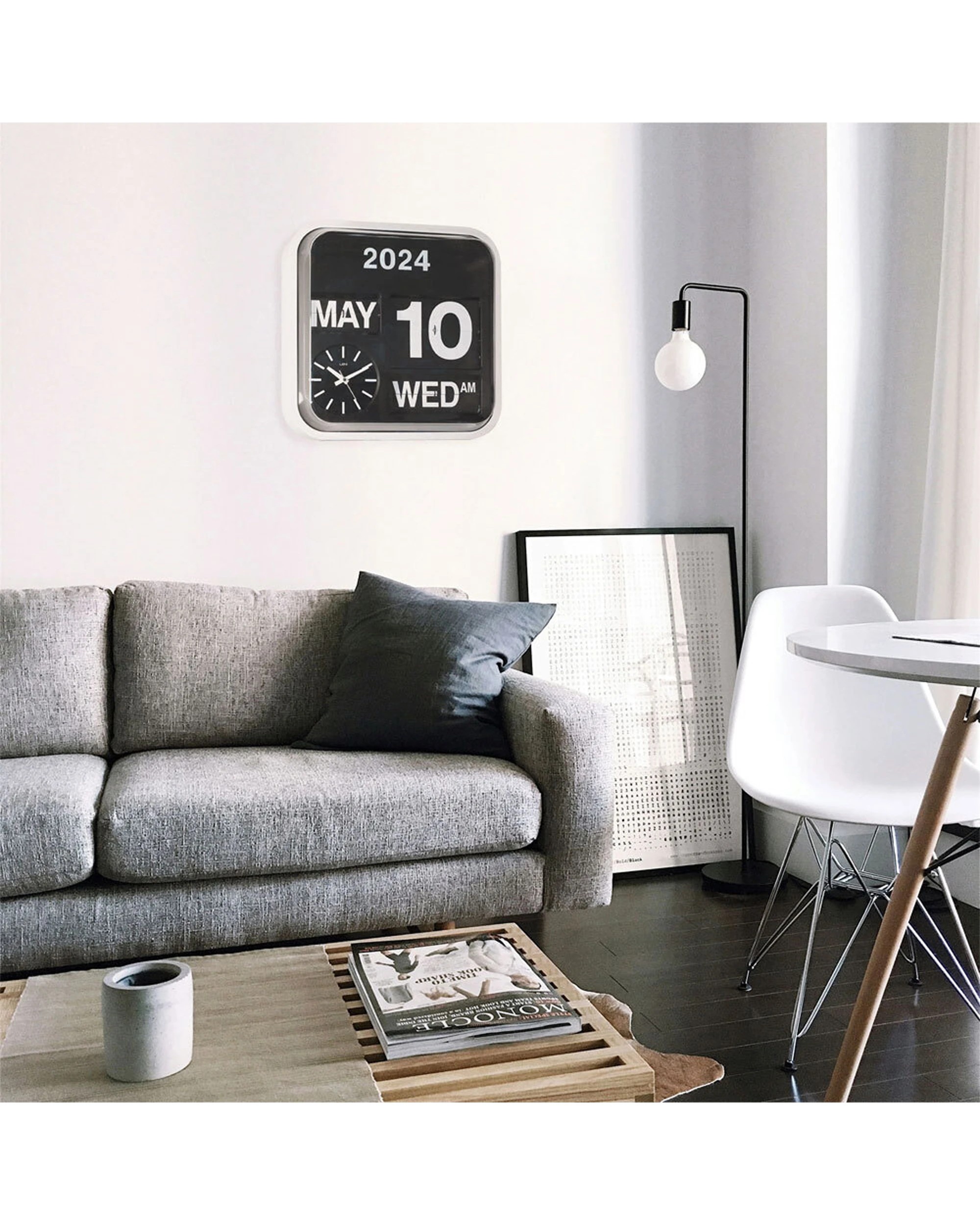 3 LENI Bankers Wall Clock With Calendar 43cm Silent Analog Movement ABS Frame - Black, 3 of 3