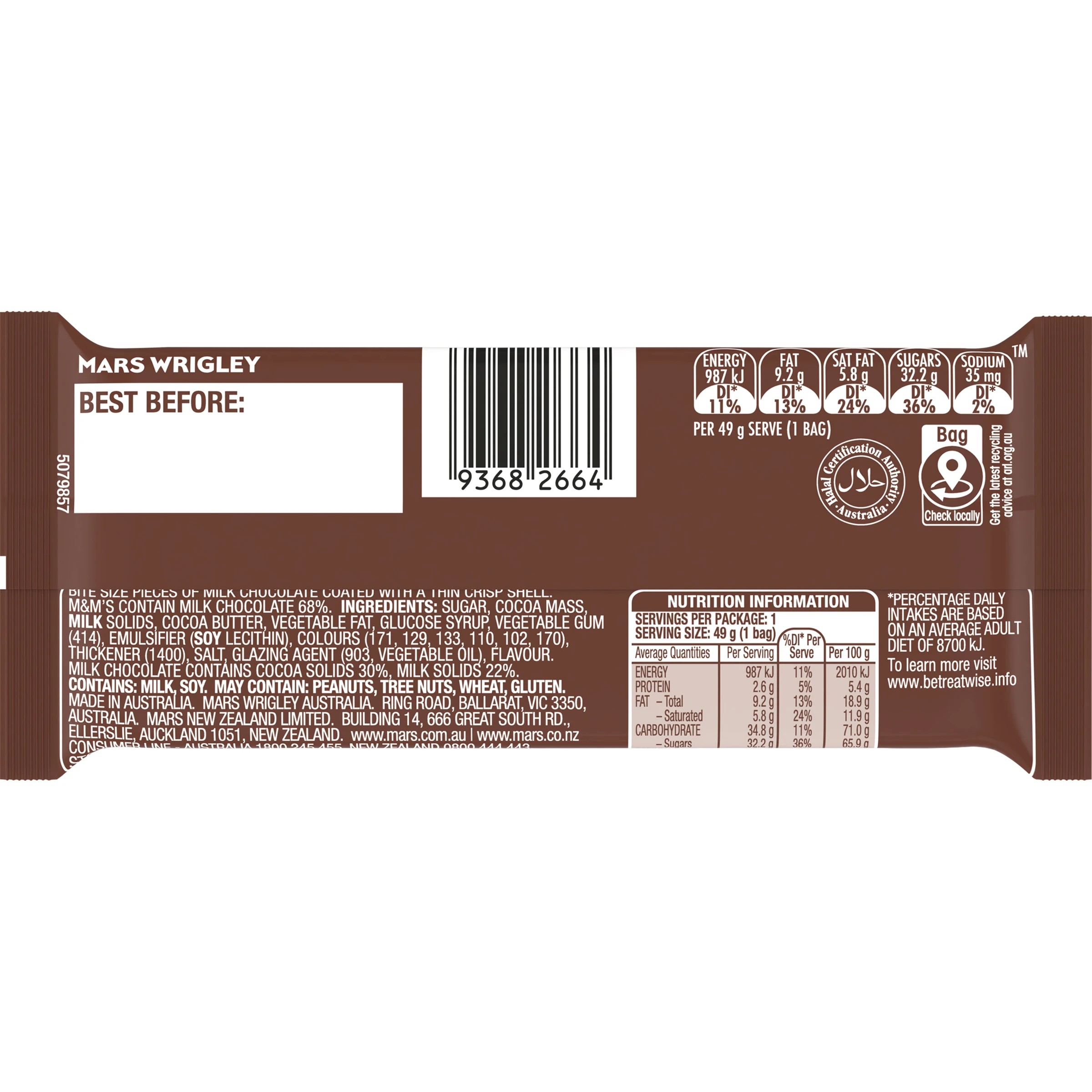 2 M&M's Milk Chocolate Singles Bag 49g, 2 of 6