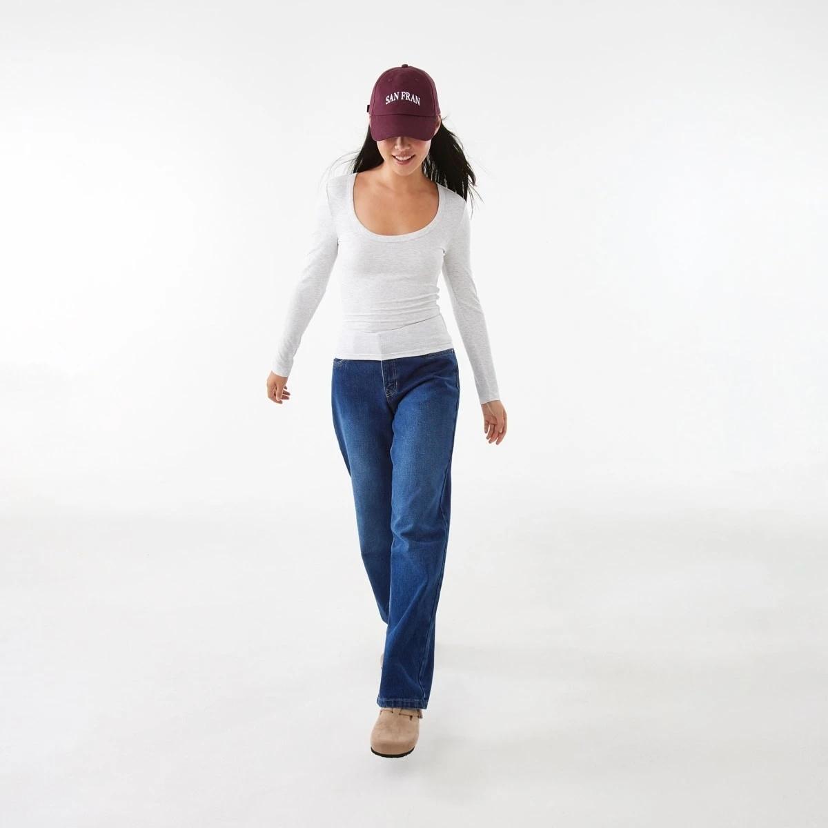 2 Long Sleeve Rib Scoop T-shirt Wht Marle, 2 of 5