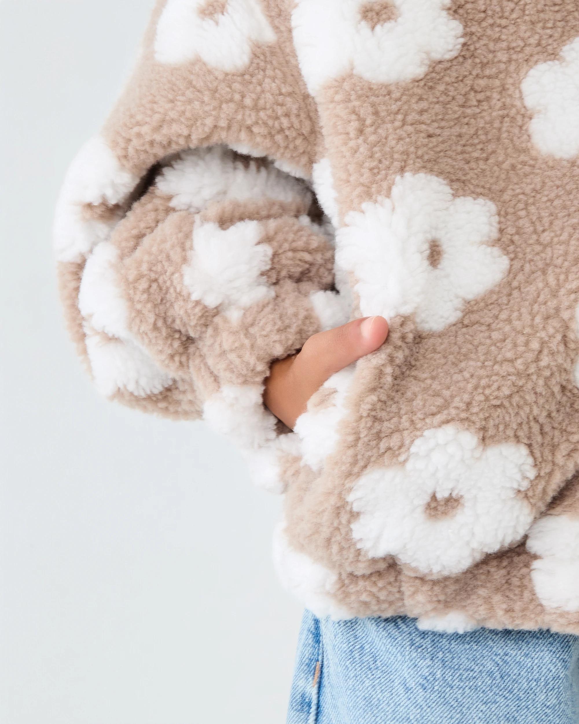 4 Sherpa Lined Zip Through Hoodie Brwn Florl, 4 of 6