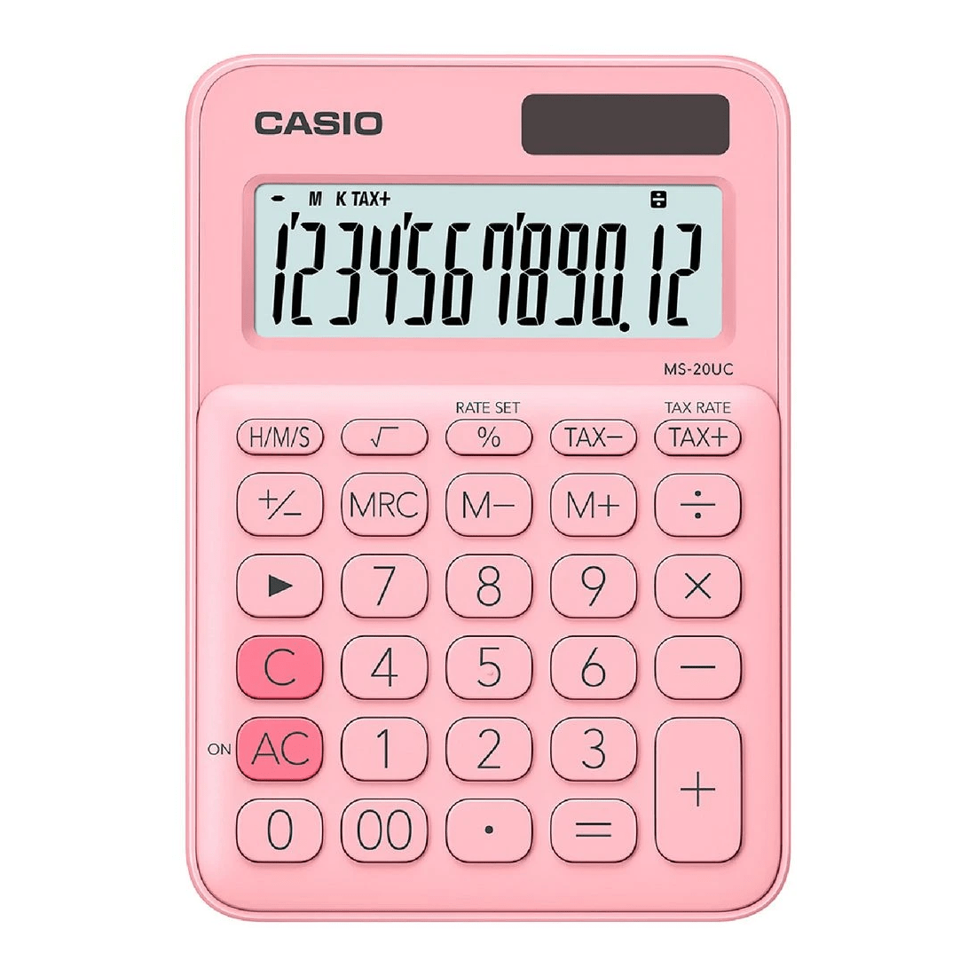 1 Casio 12 Digit Desk Calculator Light Pink MS20UC, 1 of 3