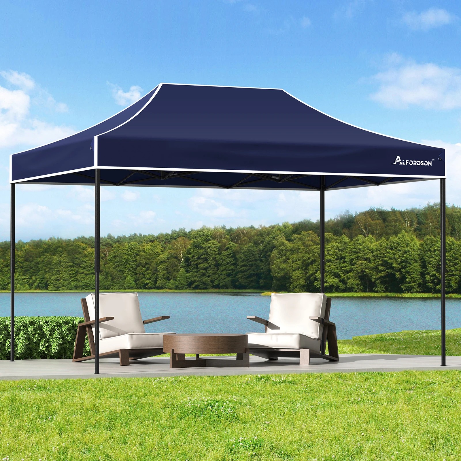 2 Alfordson Gazebo 4.5x3m Pop Up Marquee 600D Oxford Folding Outdoor Tent - Blue, 2 of 10