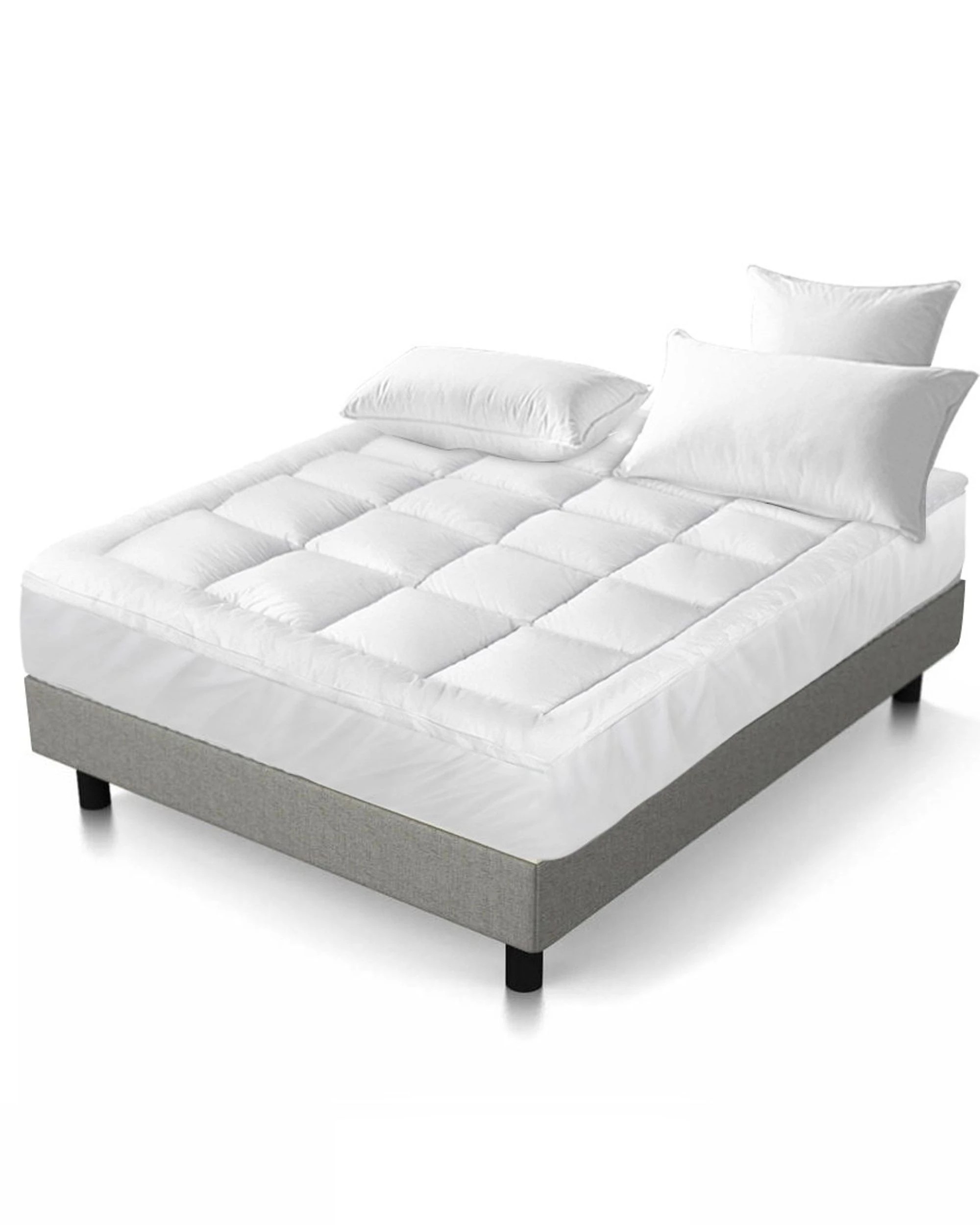 1 Giselle Bedding 5cm Bamboo Pillowtop Mattress Topper 1000GSM Mattress Pad for Back Pain Relief - King Bed - White, 1 of 7