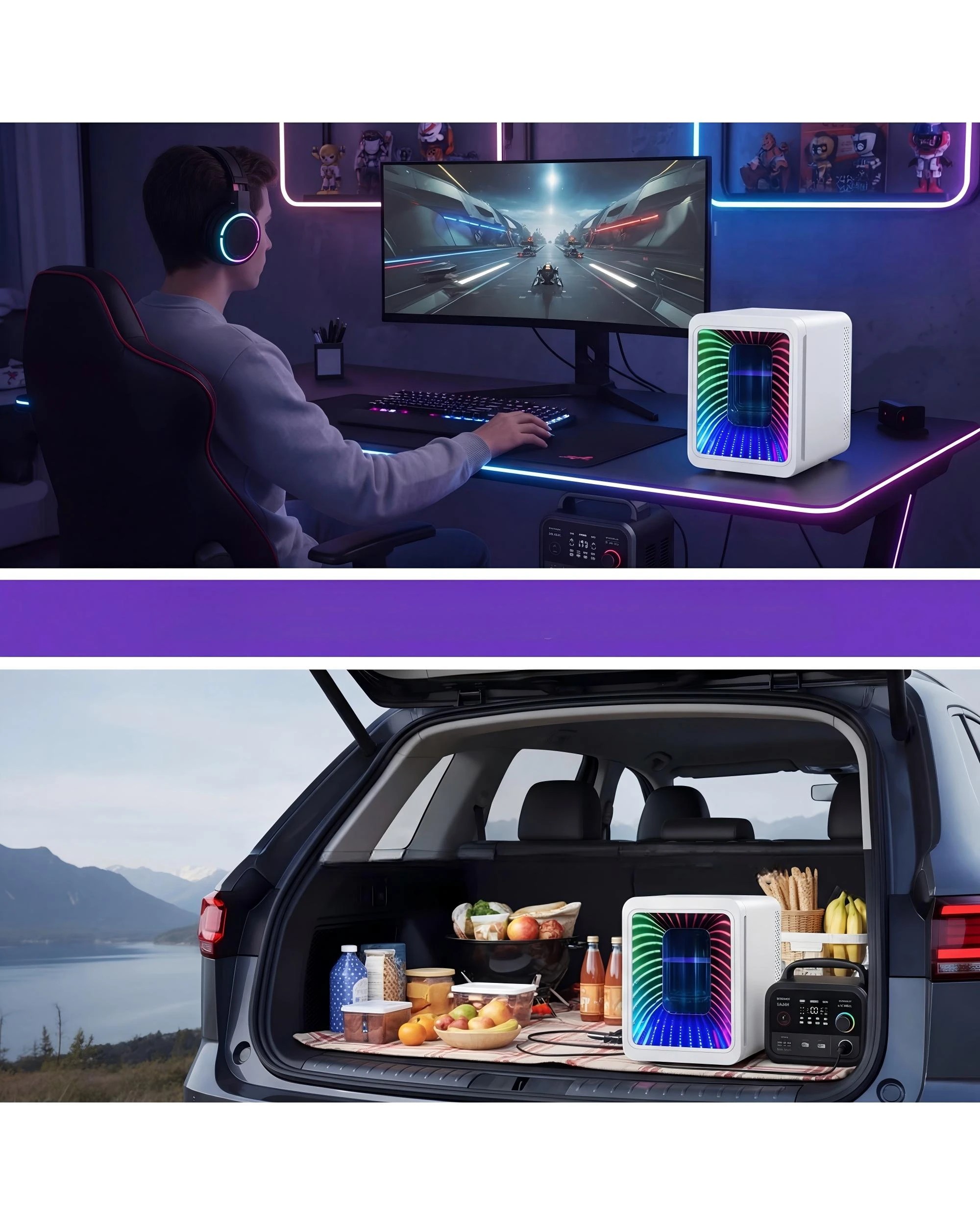2 Advwin Mini Fridge 4 Liter Small Refrigerator With LED Light, 2 of 7
